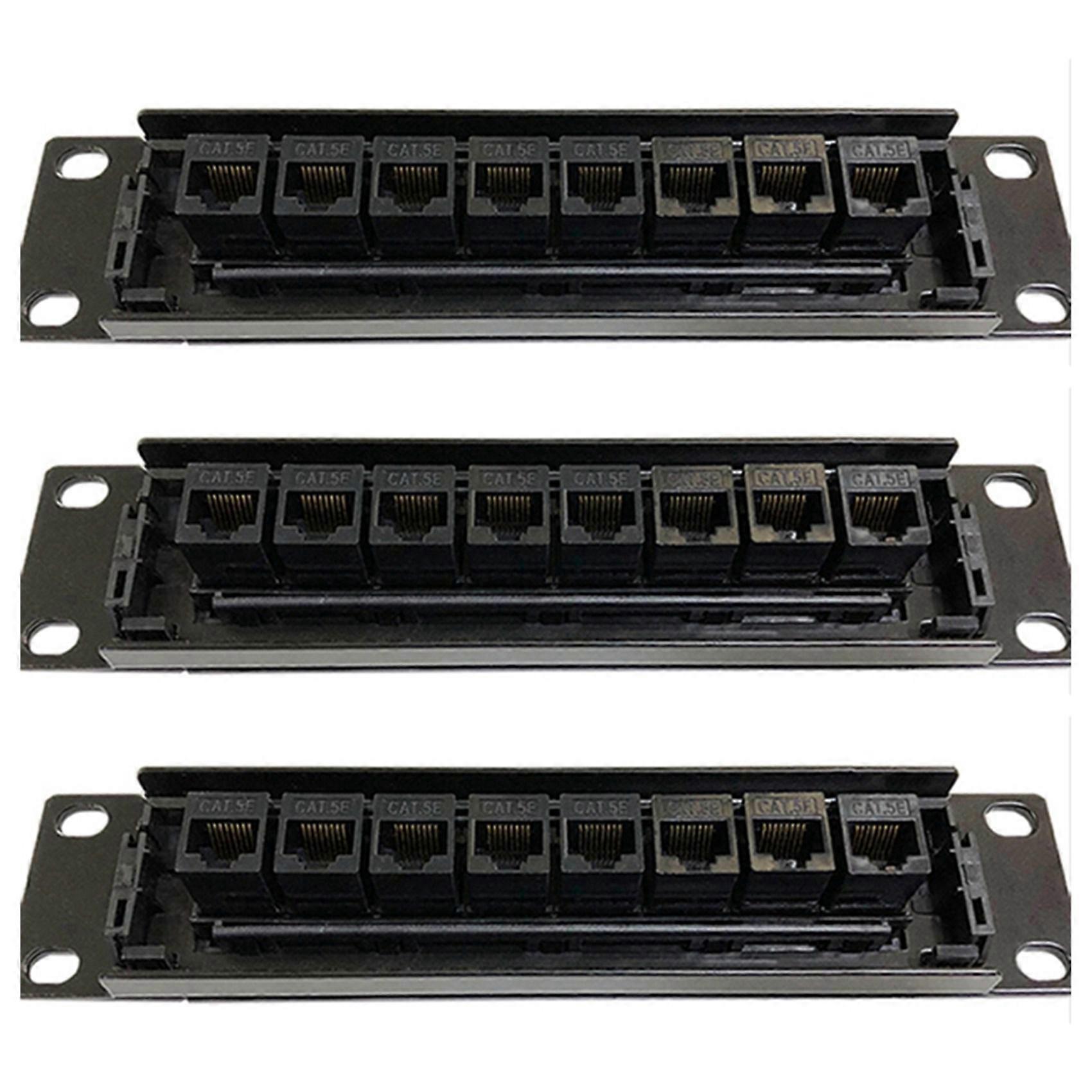 3X 8 Port Straight-Through CAT6 Patch Panel RJ45 Network Cable Adapter Jack Ethernet Distribution Frame