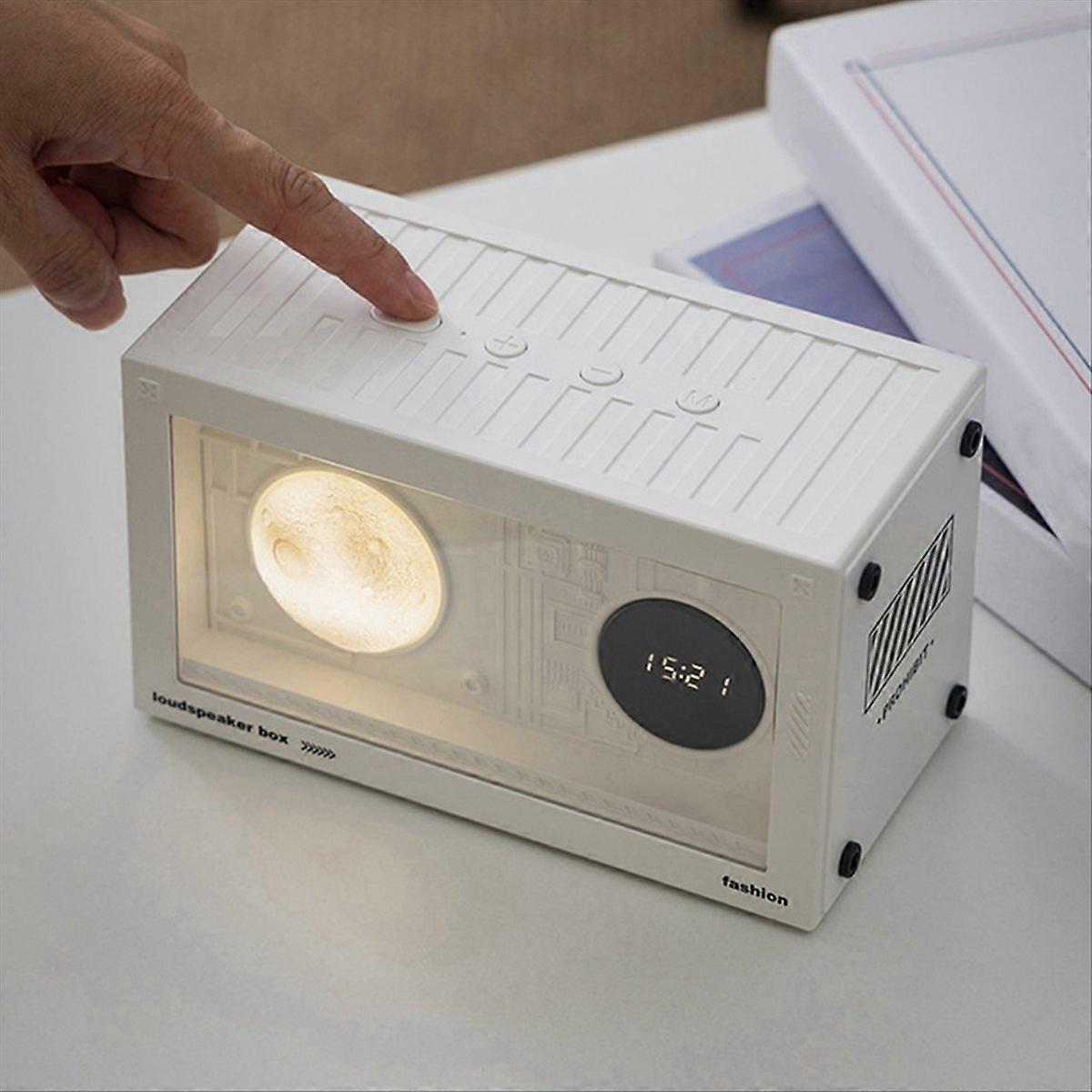 Planet Bedside Alarm Clock Radio with USB Charger,white