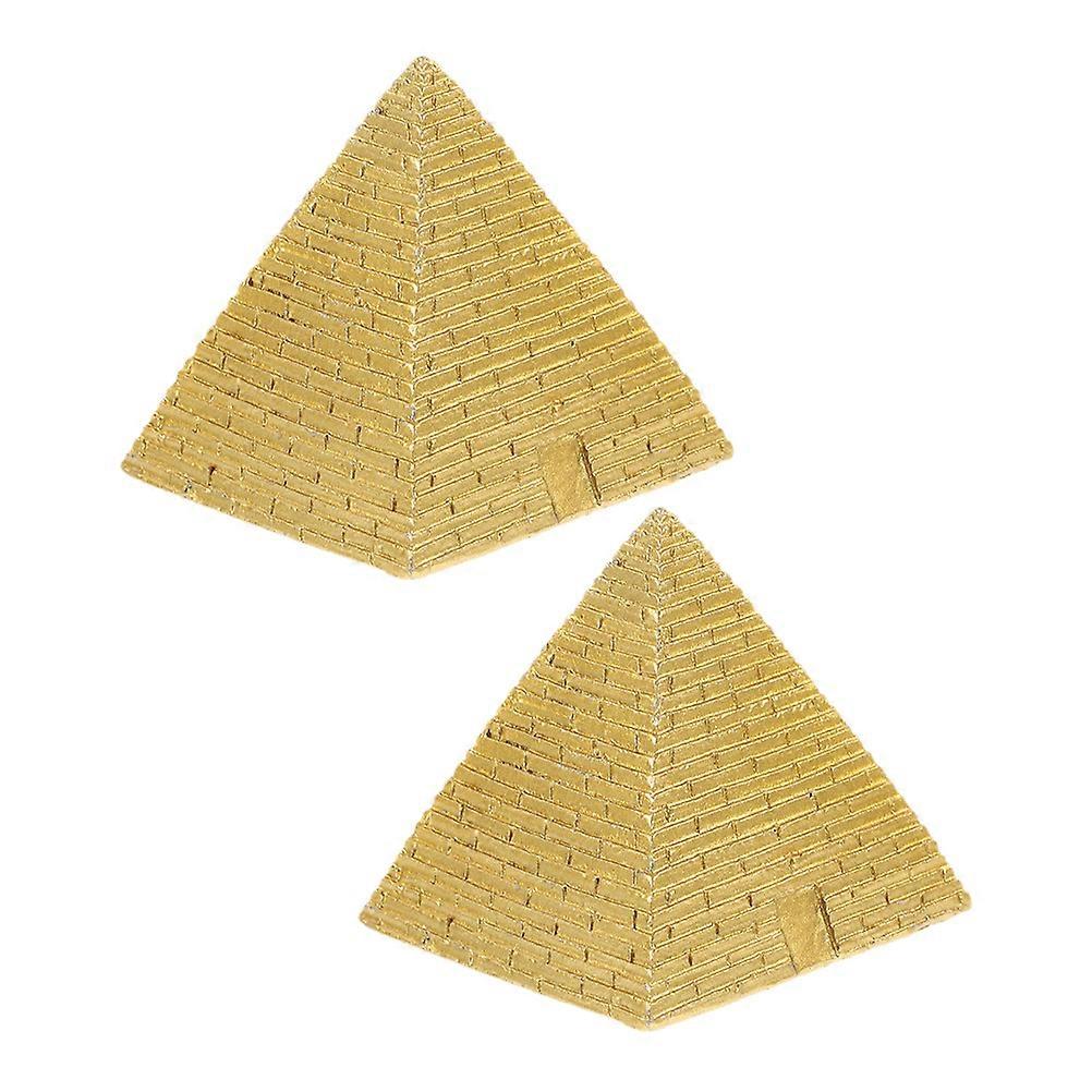 2Pcs Simulation Pyramid Model Retro Decoration Desktop Pyramid Adornment Decoration