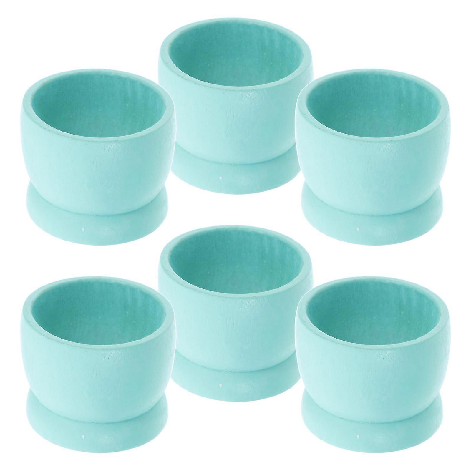 6Pcs Wooden Easter Egg Cups for Storage Light Green Egg Holders for Countertop