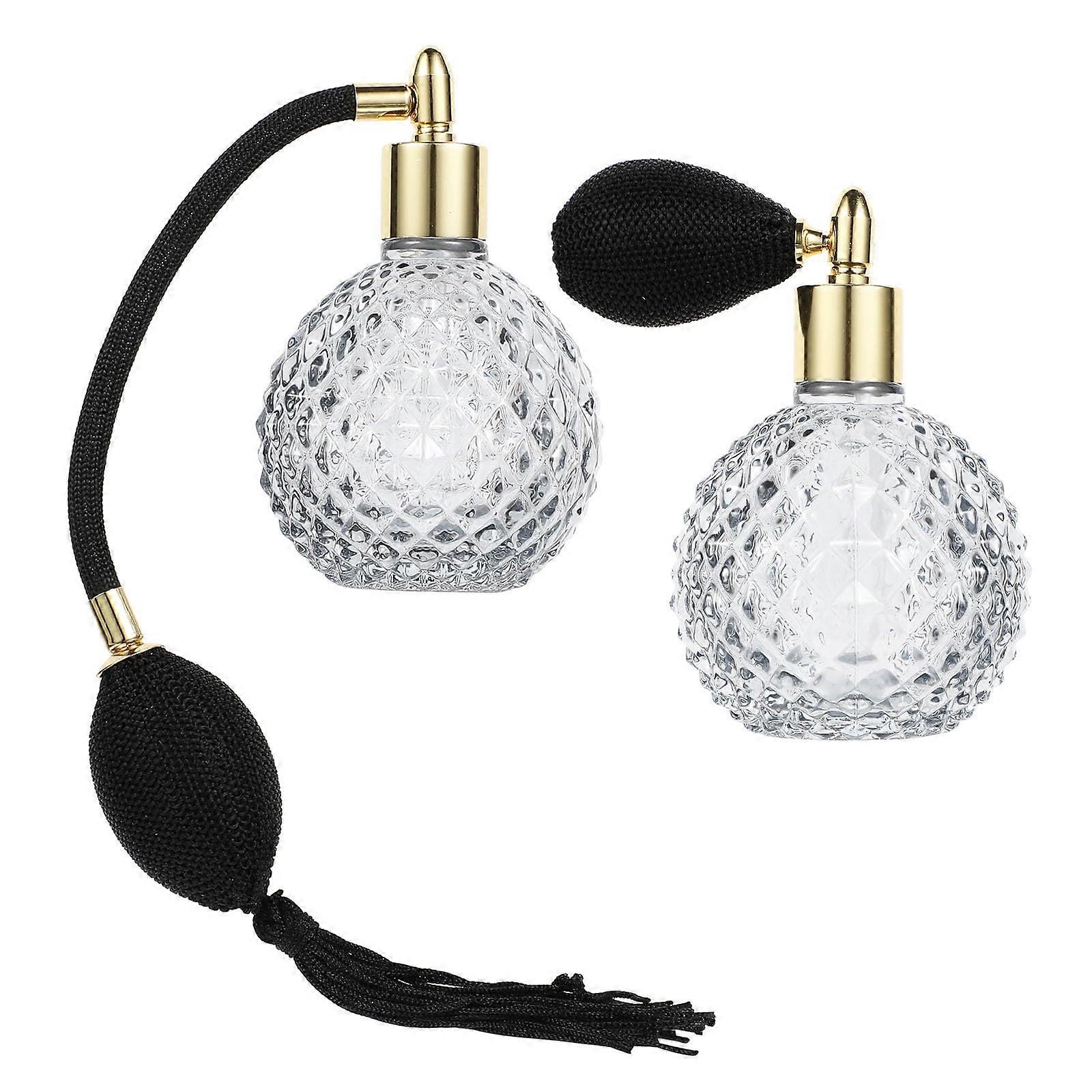 2pcs Travel Refillable Perfume Atomizer Glass Spray Bottles Leakproof Elegant Pineapple Design