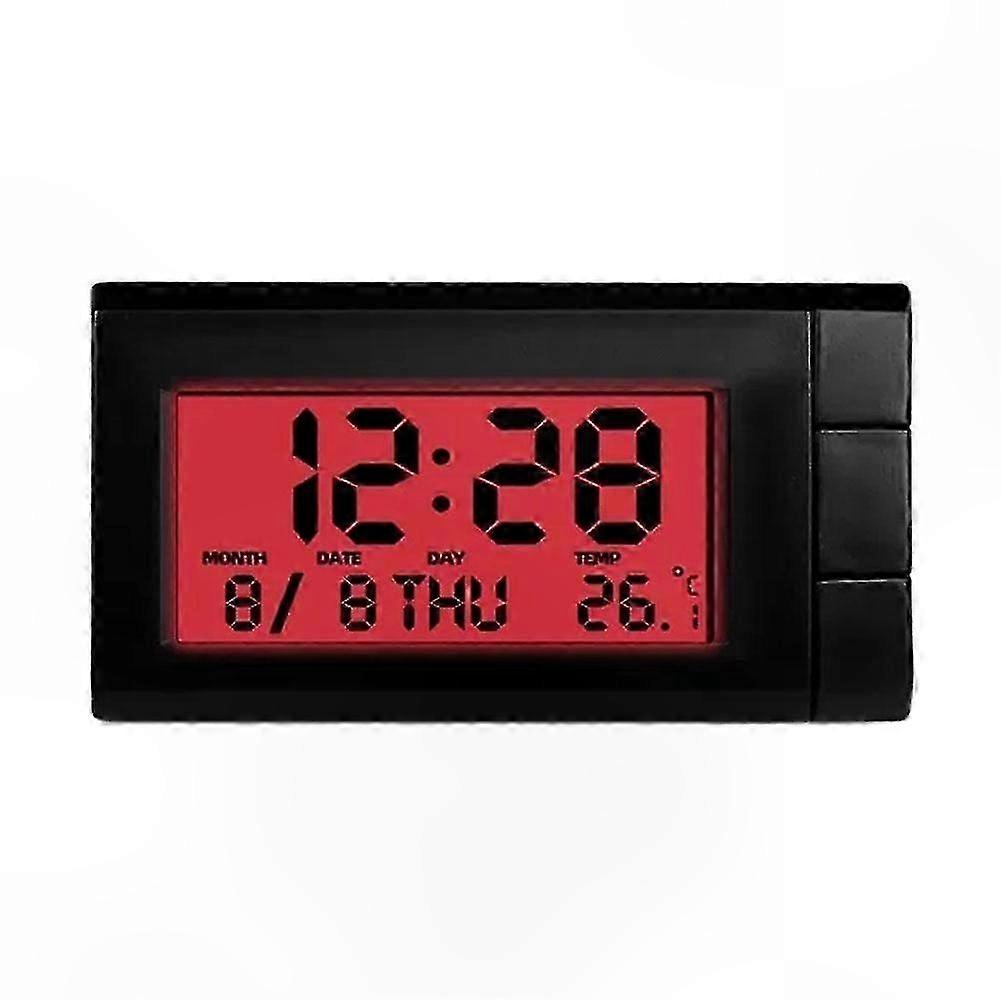 Car Digital Clock Thermometer LCD Display Auto Dashboard Desk Decor
