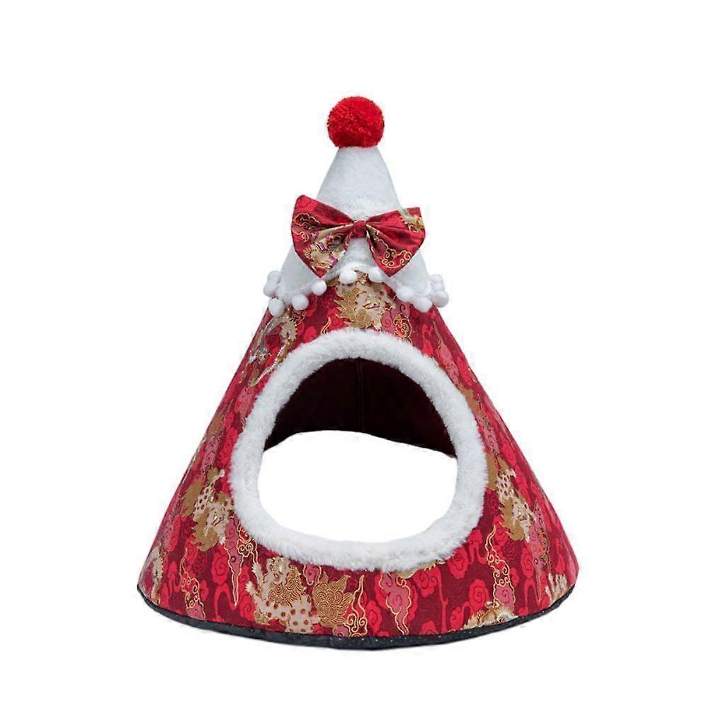 CSCHome Christmas Tree Cat Bed Winter Puppy Bed Kittens Bed Includes a Cushion That Can Be Replaced, Easy to Clean Can Keep Your Pet Warm in Winter