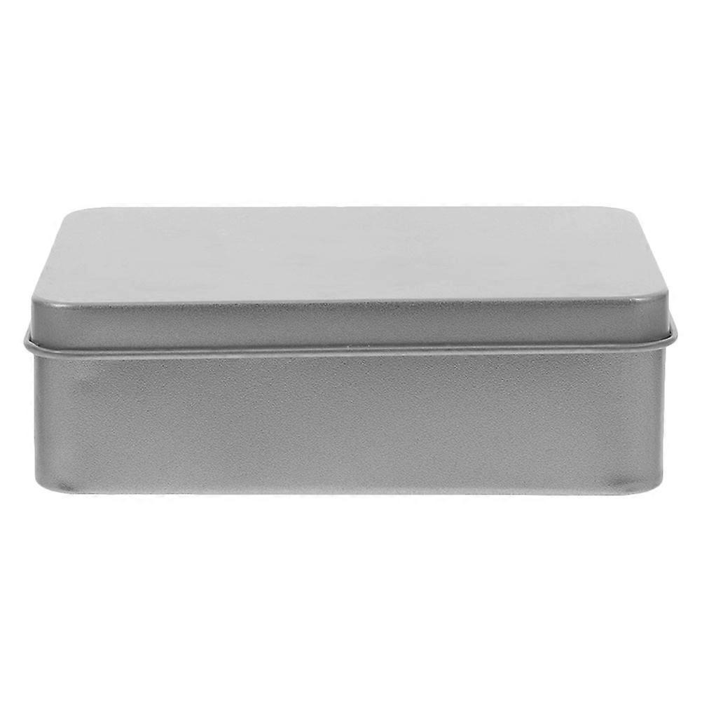 Silver Rectangular Storage Tin Box for Storage Use One Metal Container