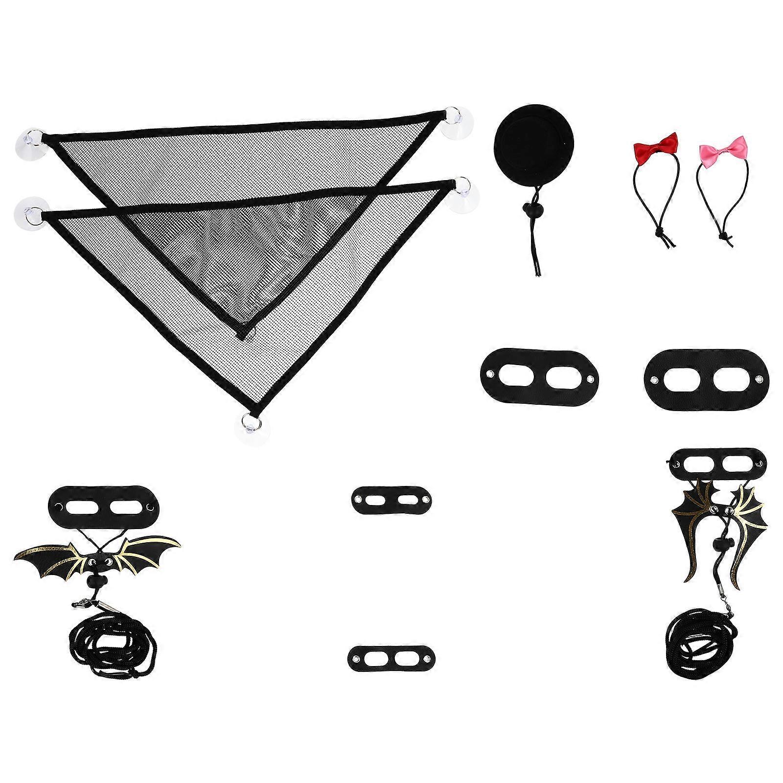 Gecko Harness Leash Set for Pet with Adjustable Harness and Decorative Lizard Hat 2Sets