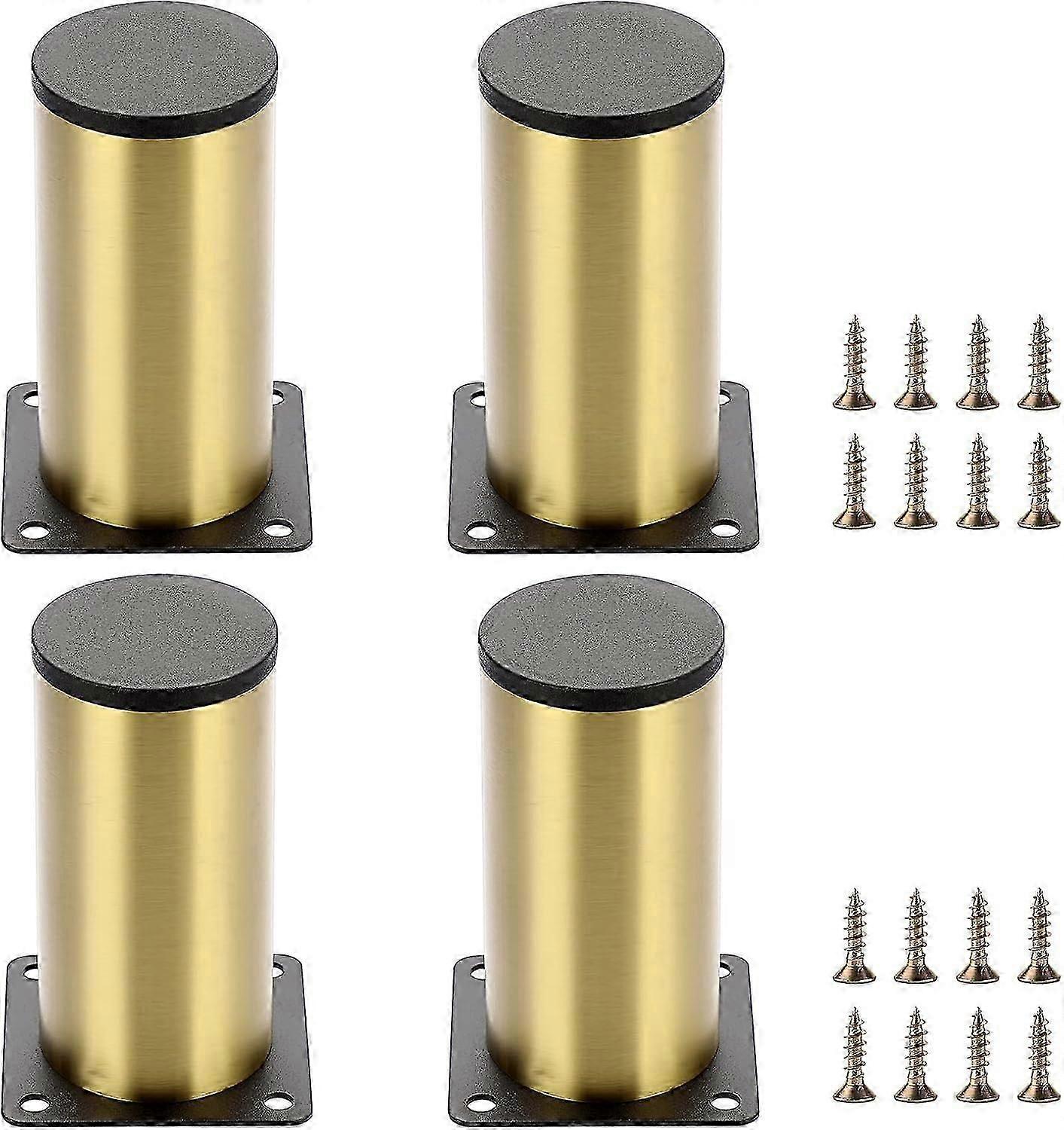 Furniture Legs 4pcs 10cm Stainless Steel Furniture Legs for Chairs Table Cabinet Desk Sofa Furniture Legs with Screws Easy Assembly Round Gold
