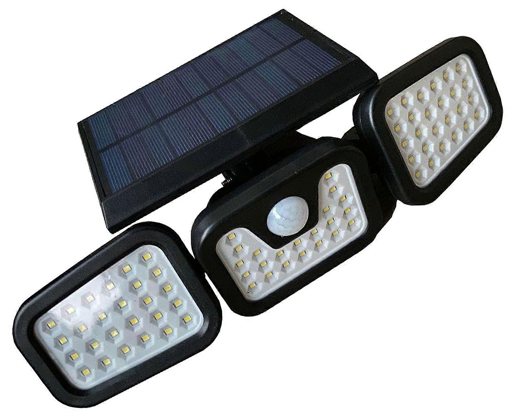 Solar Motion Sensor Lights Outdoor LED Security Flood Light, 74 LED 500LM, 3 Adjustable Heads, Waterproof