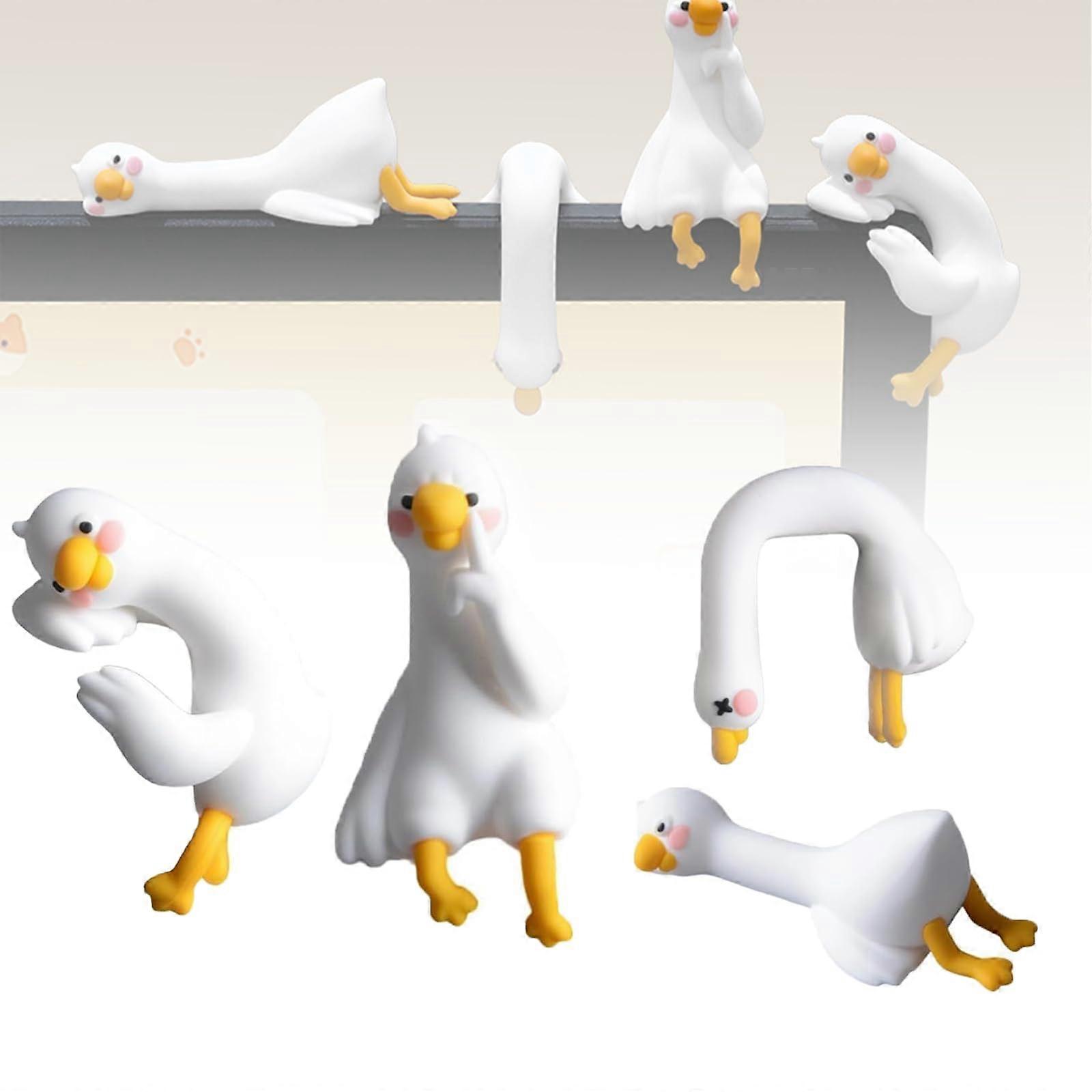 Lazy Duck Figurines Set, Cute Resin Desk Ornaments with Unique Poses for Monitor and Car Decor
