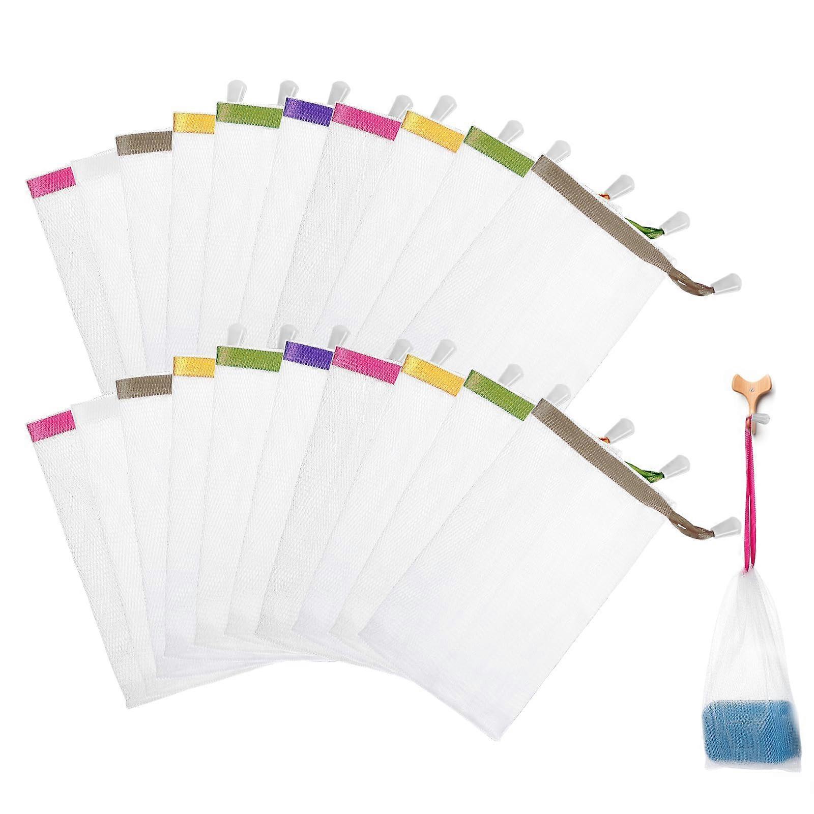 20PCS Mesh Soap Saver Bags with Drawstring for Quick Lather and Shower Use, Reusable Soap Bar Pouch