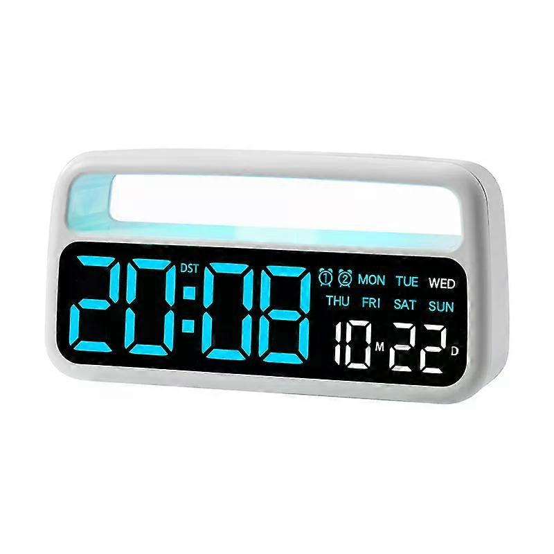 Digital Ambient-Light Alarm Clock Date Dual Alarms Electronic Table Clock with handle Brightness Adjustment Sleep Mode LED Clock