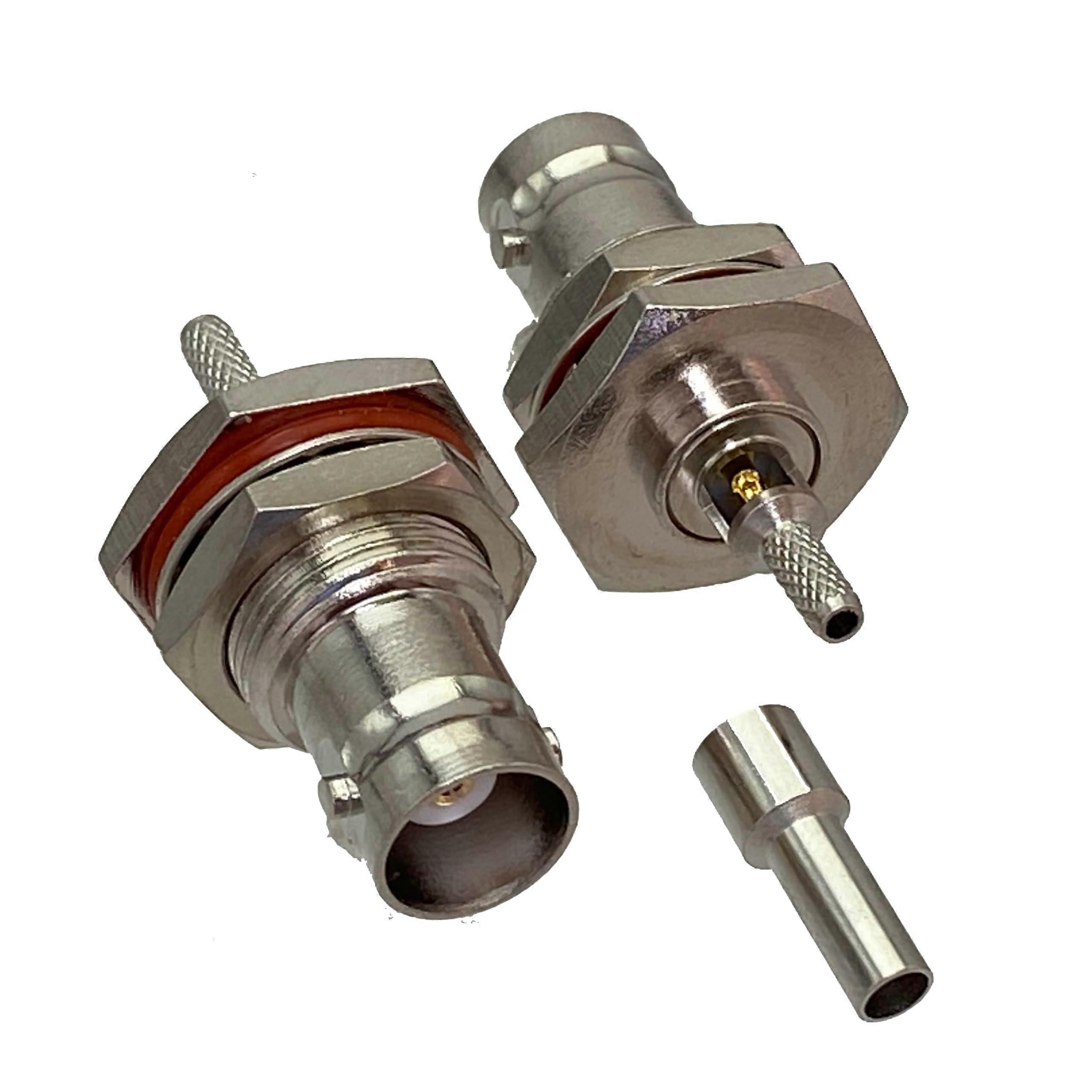 BNC Female Jack Nut Bulkhead Crimp Connector for RG174 RG316 LMR100 Cable 50 Ohm RF Coaxial Terminals