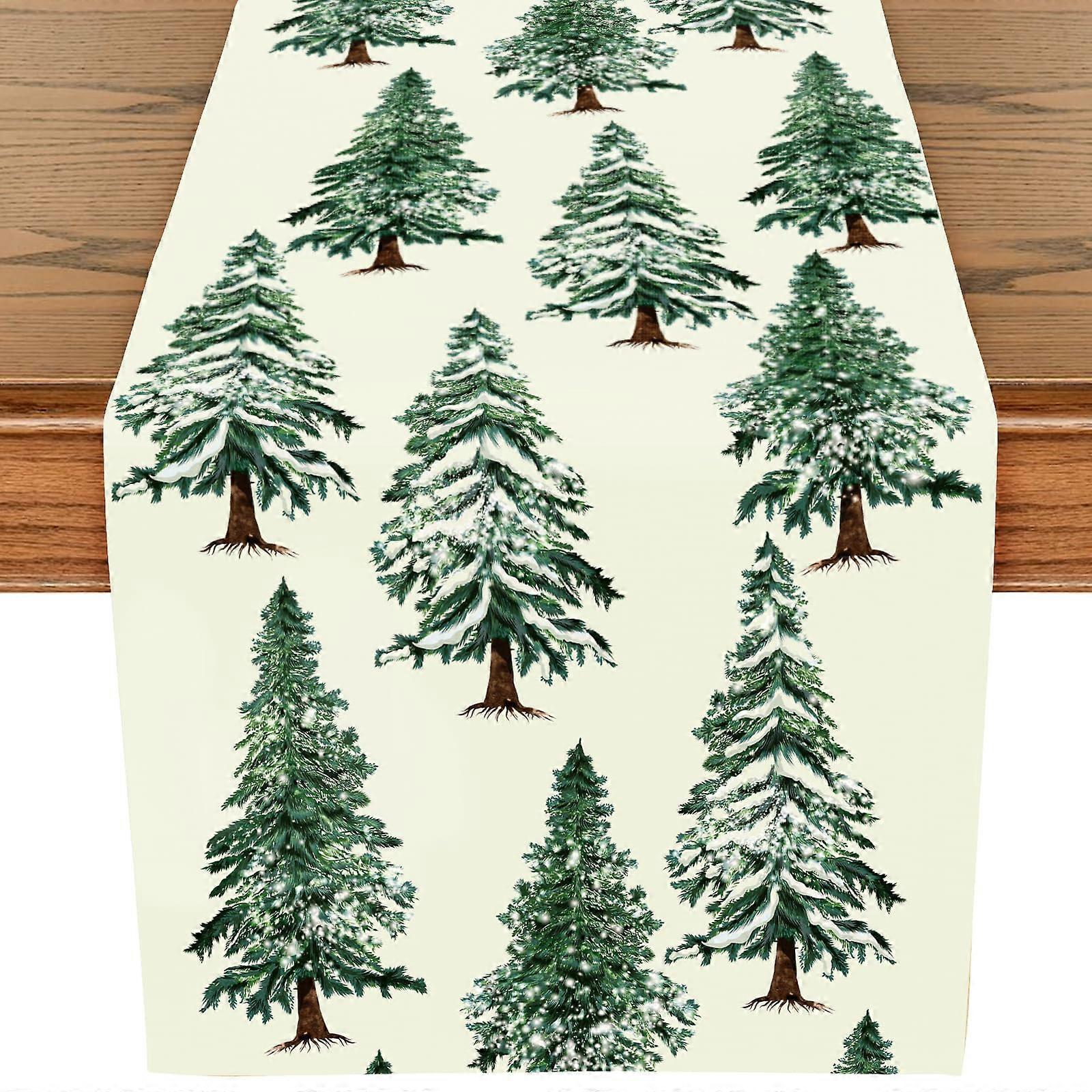 Christmas Table Runner 13x72 Festive Durable Linen Farmhouse Holiday Decor Dining Table Tree