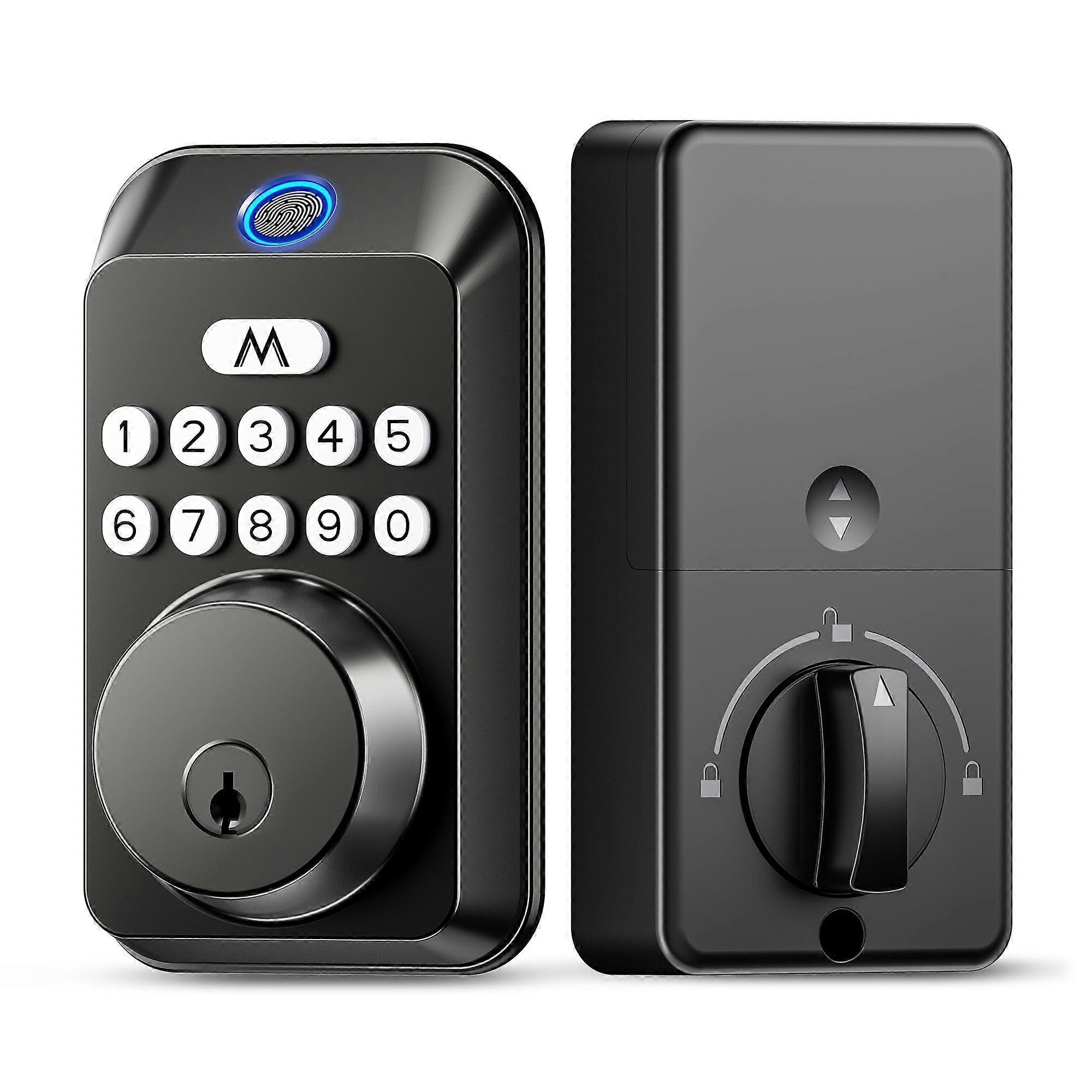 Smart Door Lock with Fast Fingerprint Unlock, Keyless Entry, Auto Lock, OneTime Codes, Matte Black