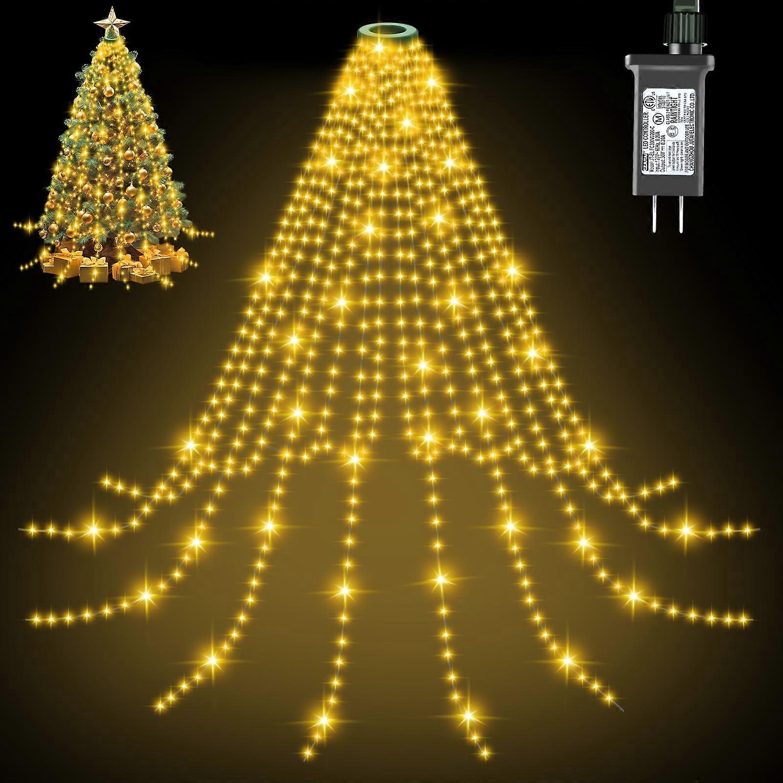 Christmas Tree Lights 9.8FT 592 LED Warm White IP44 Waterproof with Timer and 8 Modes for Outdoor