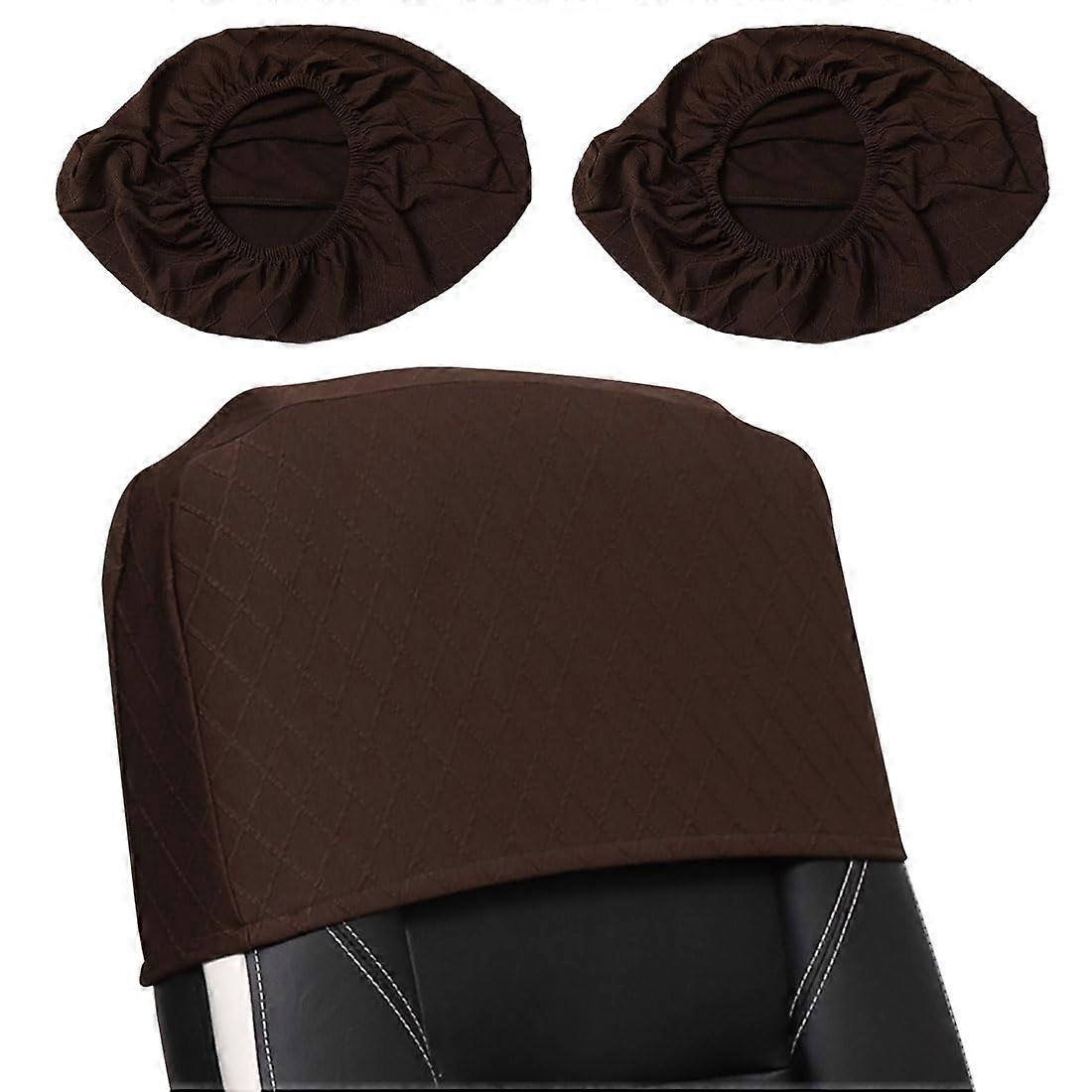 Office Chair Headrest Cover 2PCS Dark Coffee, Stretch Jacquard Protector for  Back Computer Chair