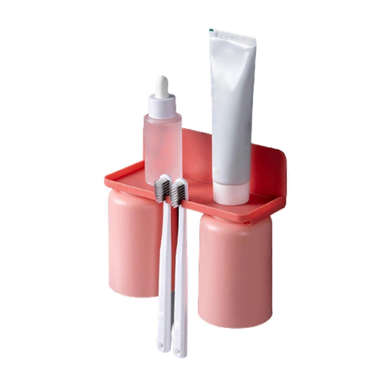 Free Punching Wall Hanging Toothbrush Toothpaste Cup Hanging Holder Bathroom