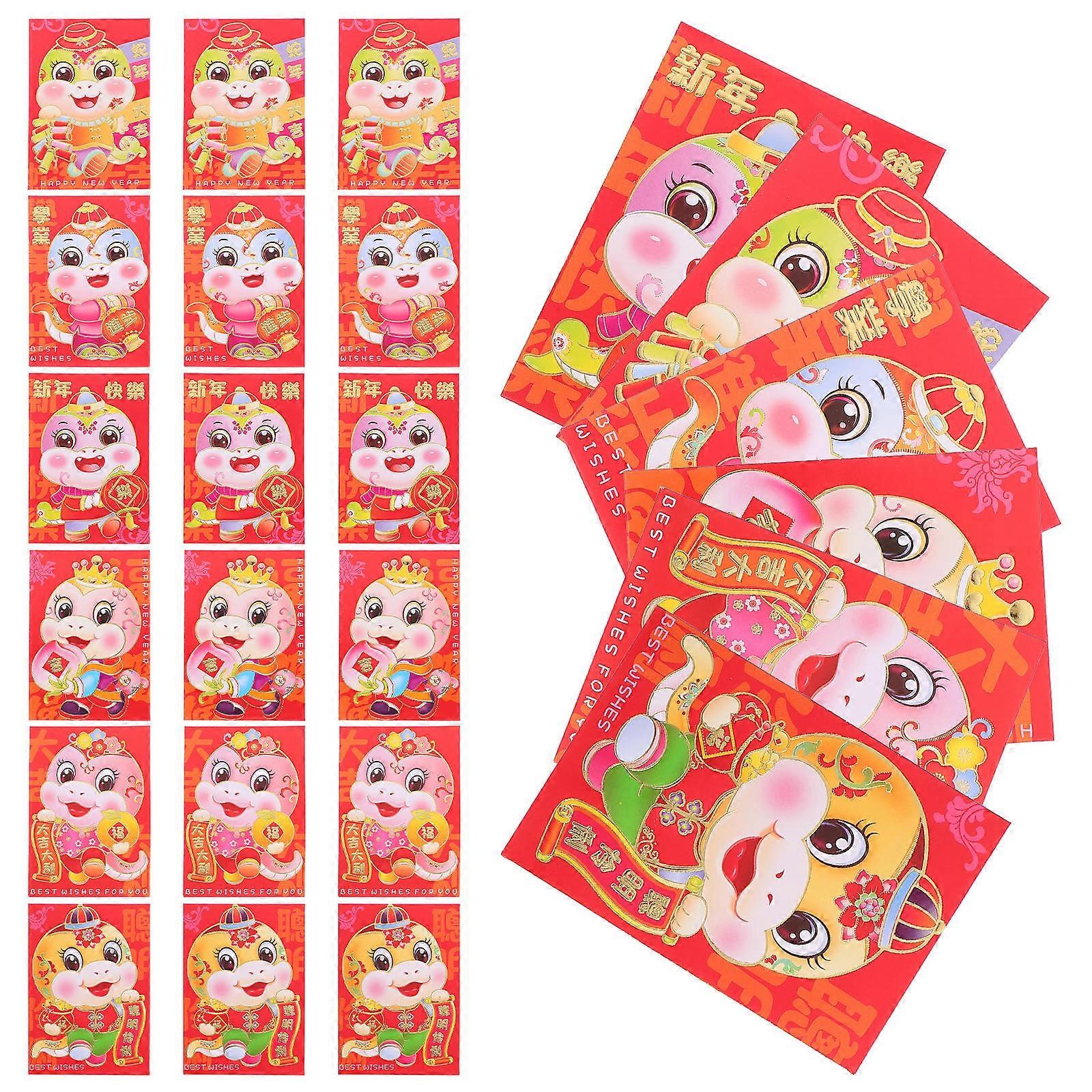 Red Envelopes for New Year Made of Paper Festive and Unique Designs 36pcs Snake Year 2025