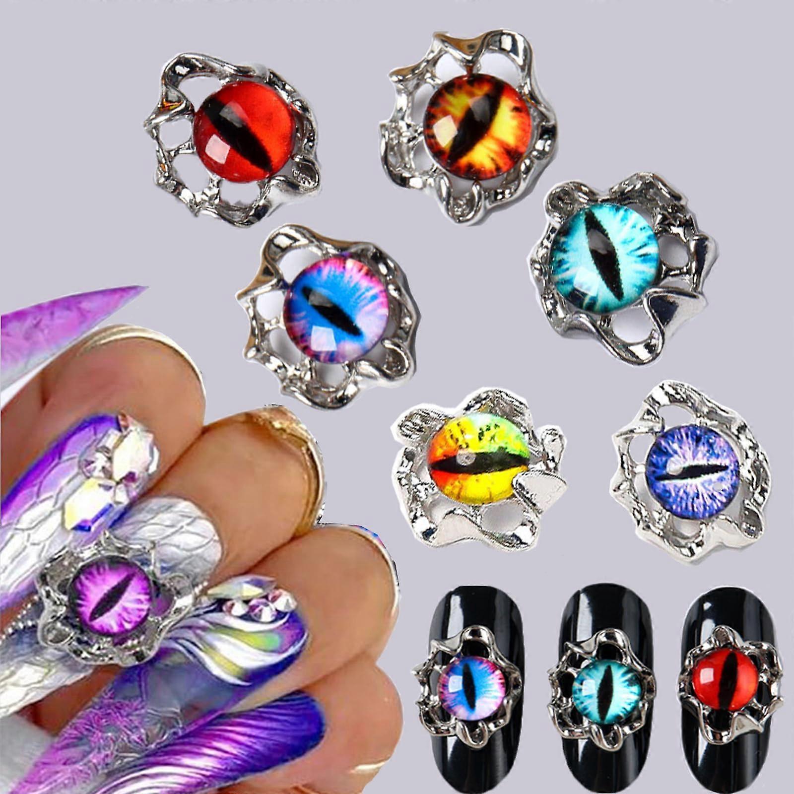 3D Devil Eye Nail Charms Gothic Rhinestone Decorations for Acrylic Nails DIY 30pcs MultiColor