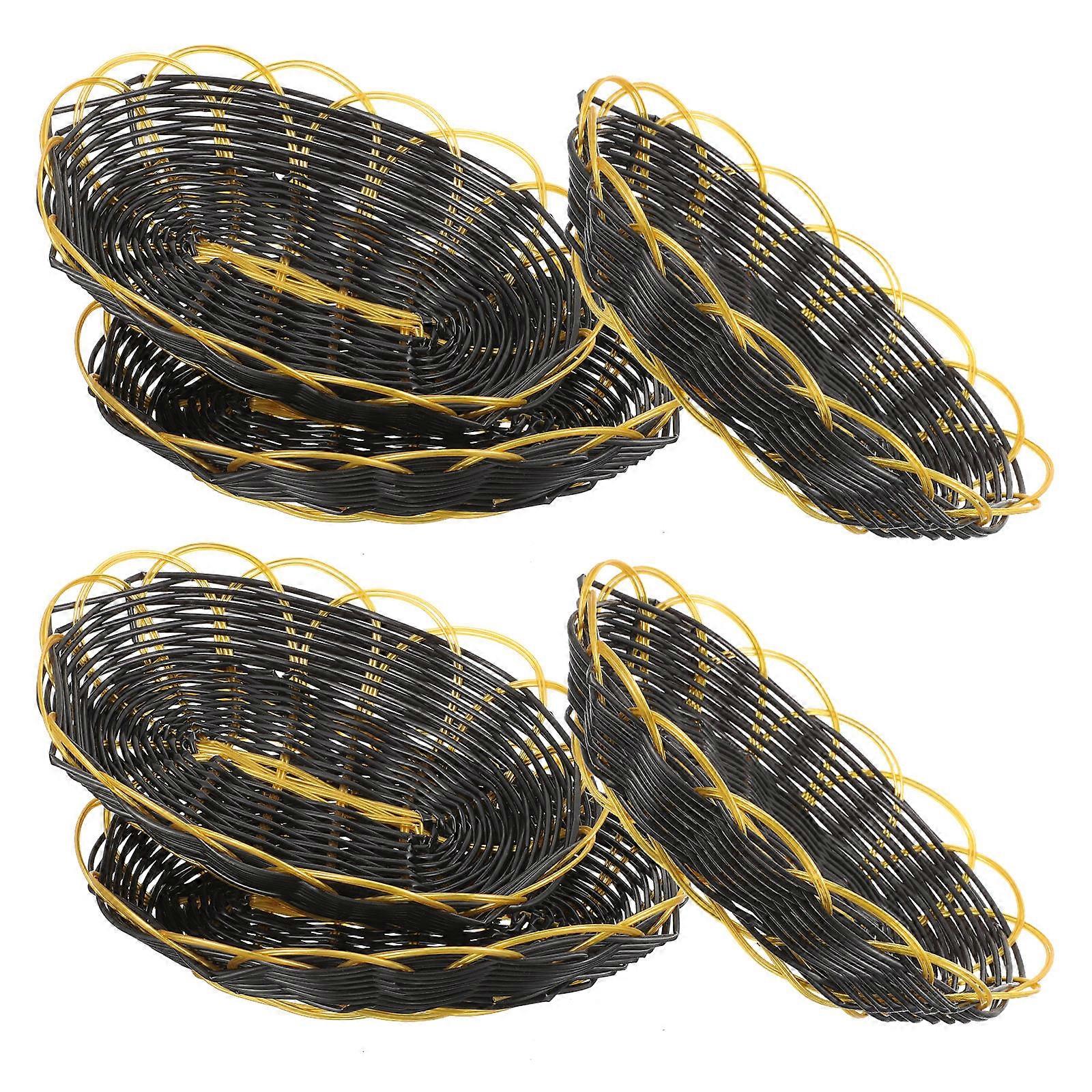 Fast Food Baskets Plastic Basket for Serving 6Pcs Durable Black Storage