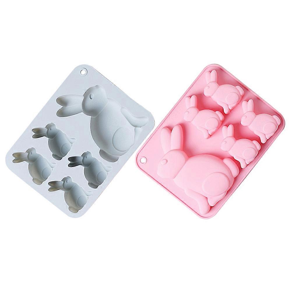 Easter Silicone Mould 2Pcs Rabbit Shape Baking Tool For Home Bakers Assorted Color High Temperature Resistance Functionality