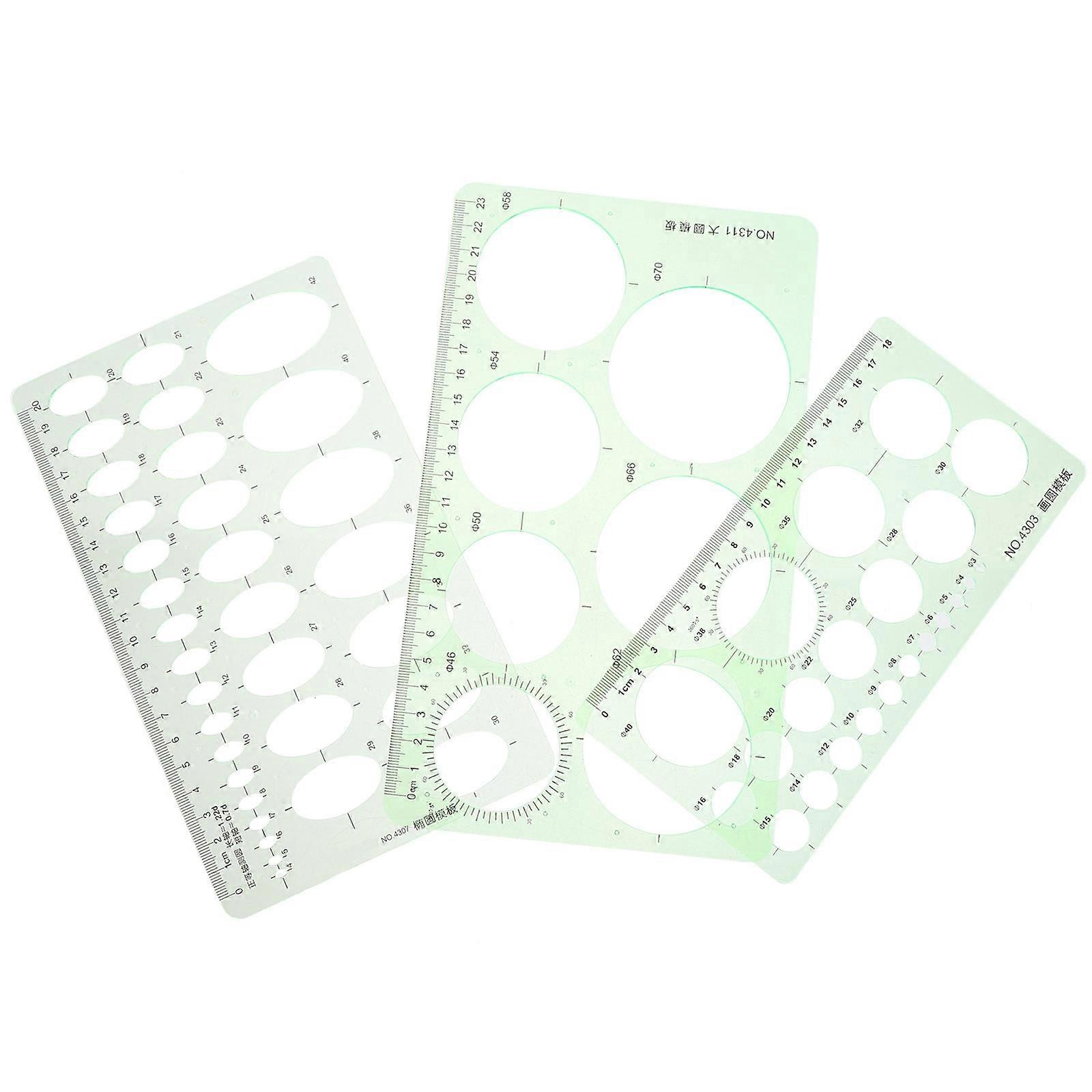Ruler Set Geometric Drawings Templates Plastic Measuring Tools for Outdoor Use 3Pcs
