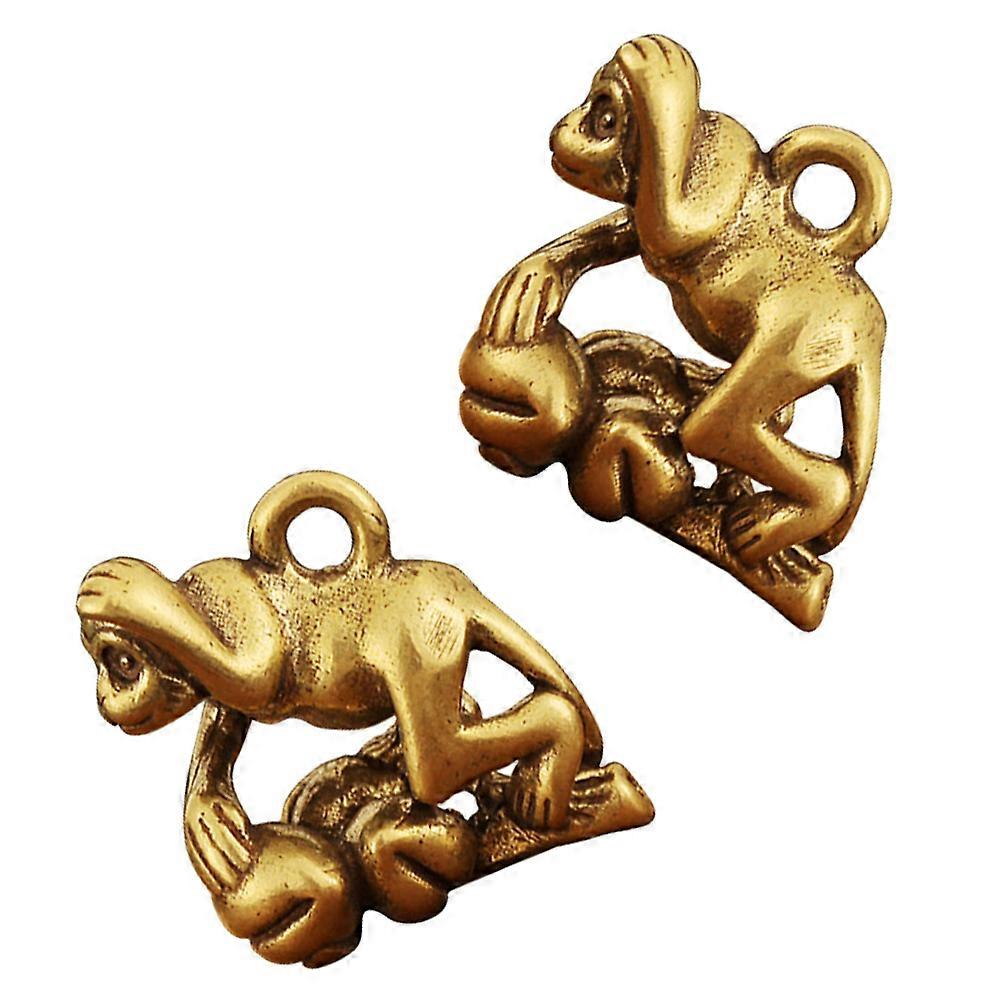 Monkey Keychain 2Pcs Brass Craft with Unique Modeling Adornment