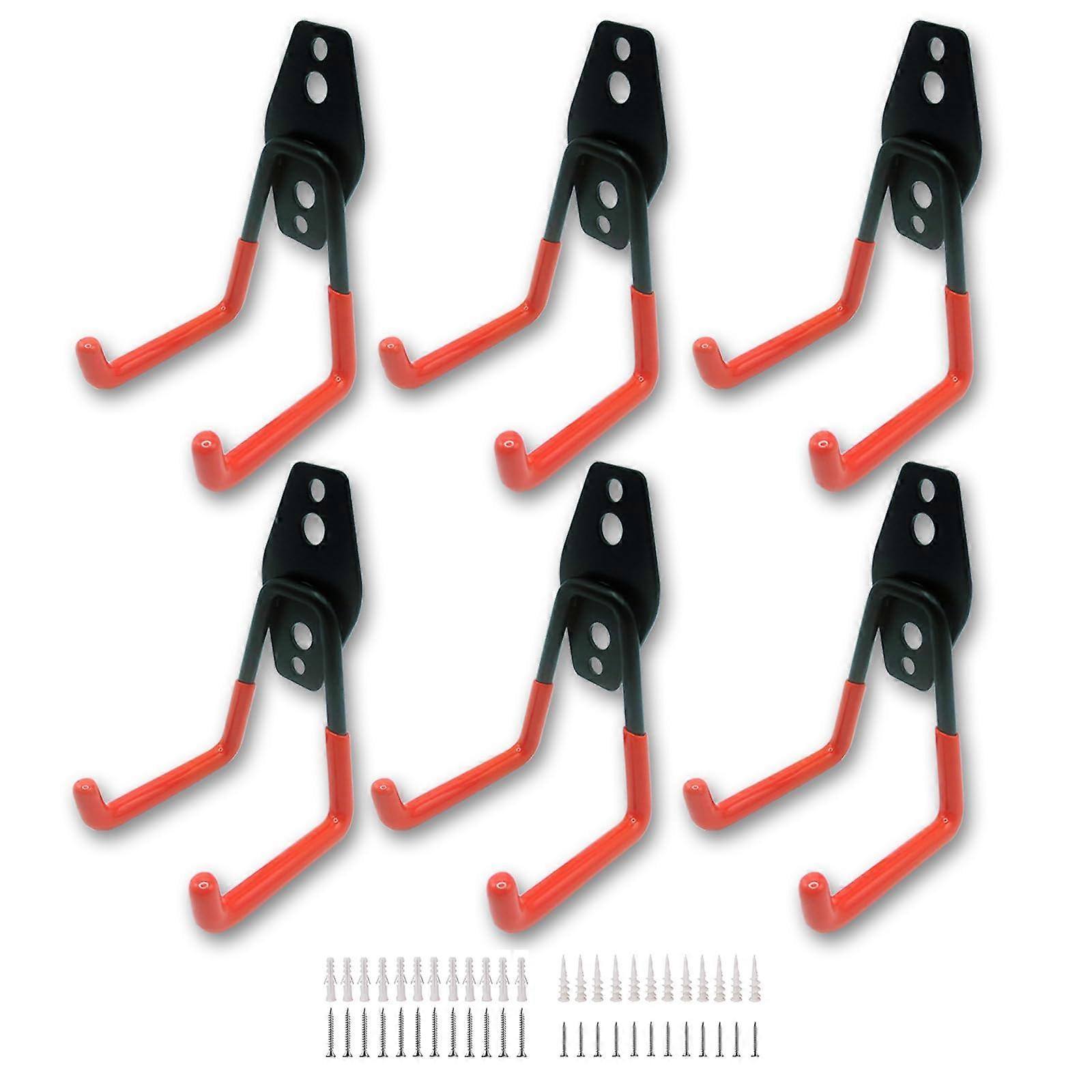 6 Pack Heavy Duty Garage Storage Hooks U Shape Wall Mount Rust Resistant Holds 40lbs Each