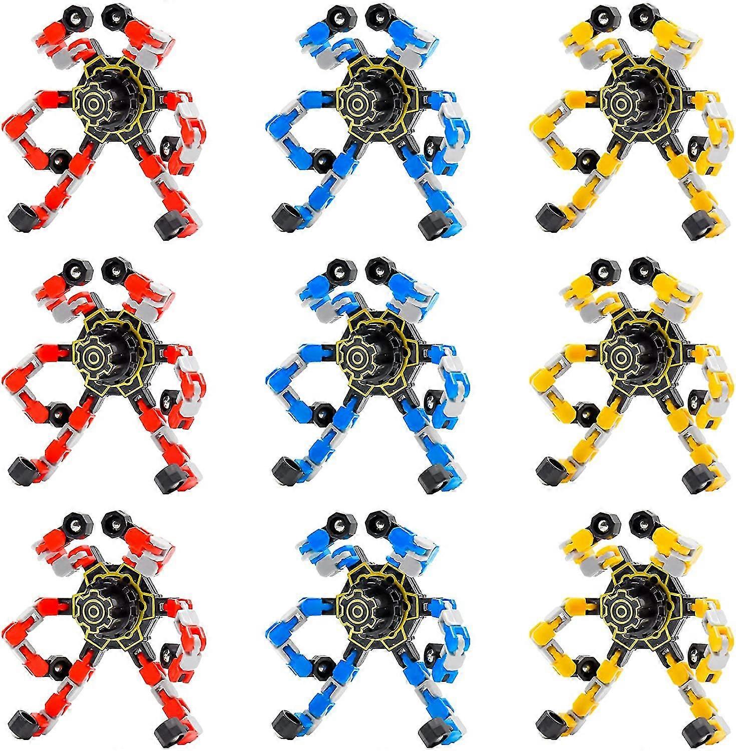 25-26 9 PCS DIY Deformable Robot Fingertip Toys Decompression Spinner