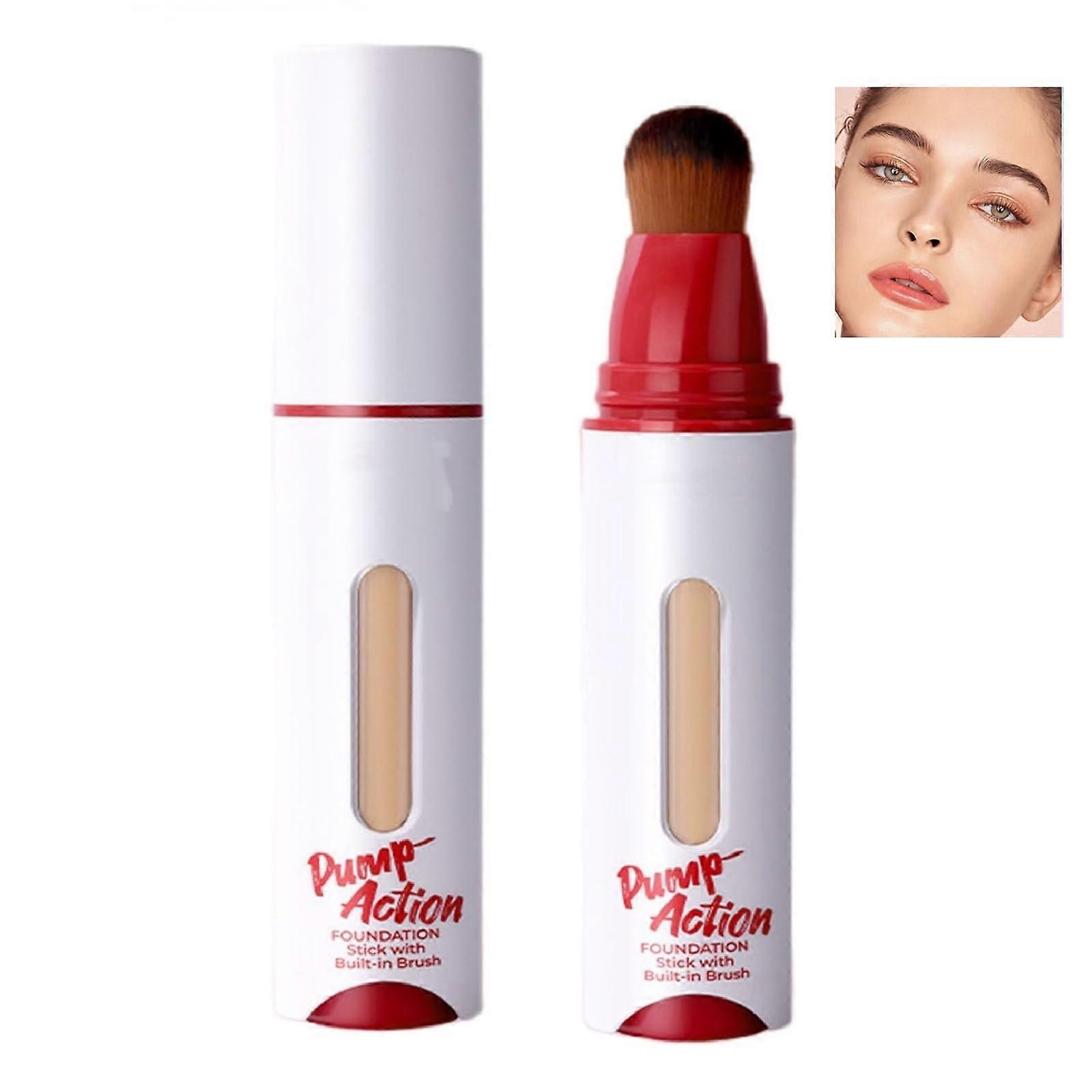 2 in 1 Foundation Stick with Brush, Hydrating Liquid Formula, ColorAdapting Makeup Base