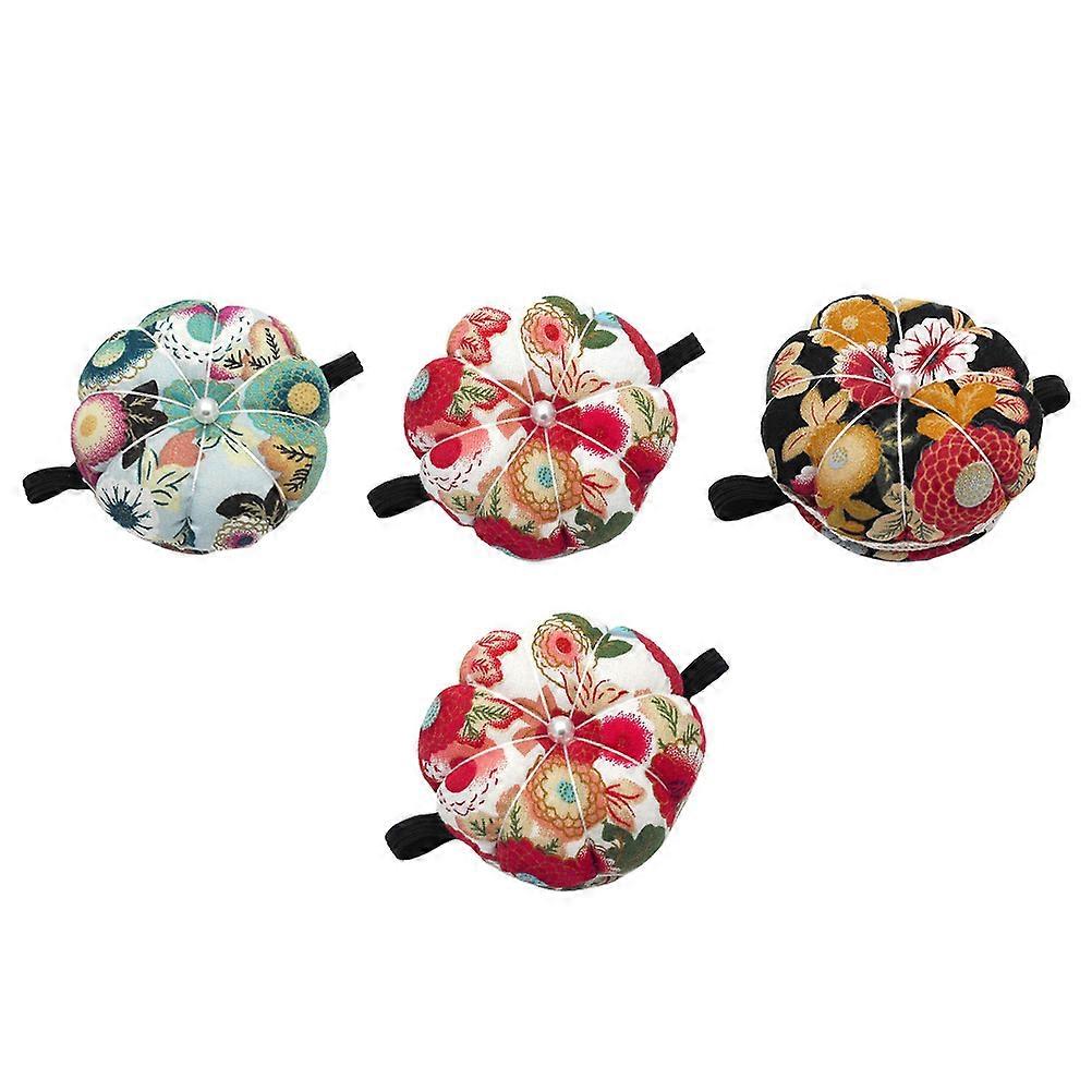 Printed Pin Cushion Wrist Pin Insert for Needle Use 4Pcs Assorted Color
