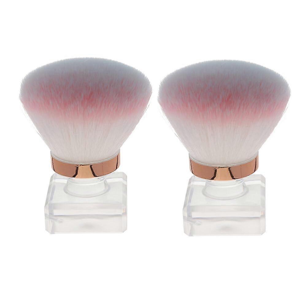 2pcs Nail Dust Brush with Soft Rounded Bristles for Quick Dust Removal and Makeup