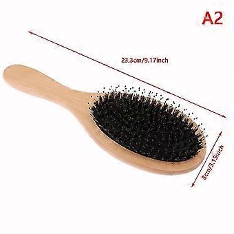 Natural Boar Bristle Hair Brush Comb Head Scalp Massage Wood Handle Brush 25-26