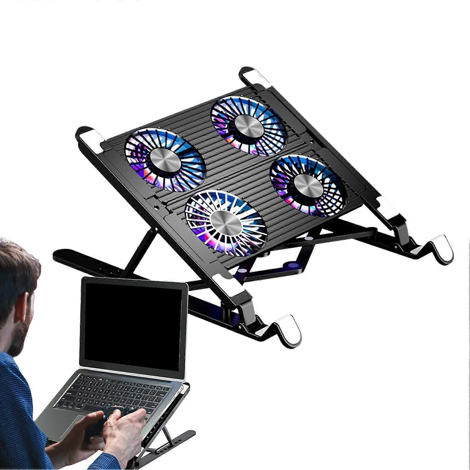 Laptop Cooling Pad with Quick Cooling, Foldable Low Noise Fan and Ergonomic Stand for Notebook