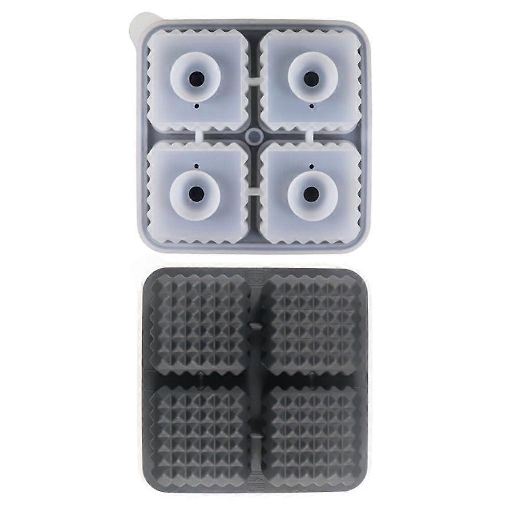 Silicone Ice Cube Tray 4 Square and Round Pudding Mold for Chocolate Cake Decorating