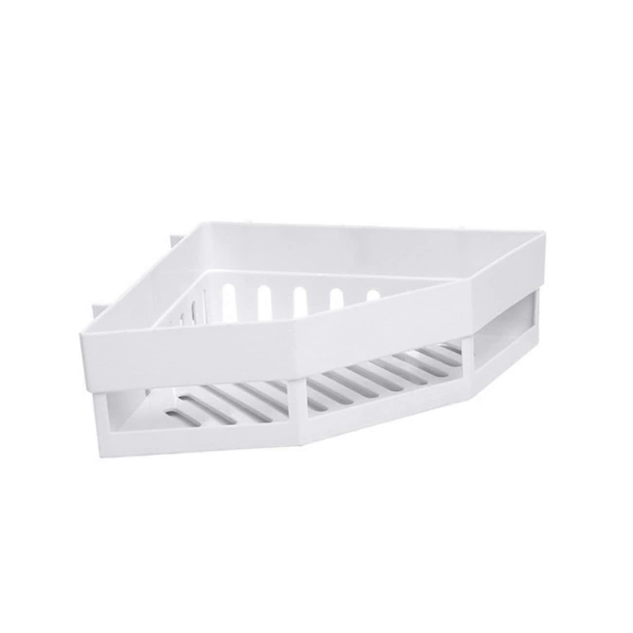 Bathroom Corner Shelf White Triangle Rack Wall Mounted NoDrill Shower Organizer with Drainage