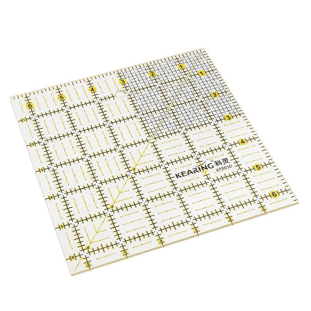 Quilting Ruler 16.5cm Acrylic Template for Square Patchwork Sewing with Precise Grid Alignment