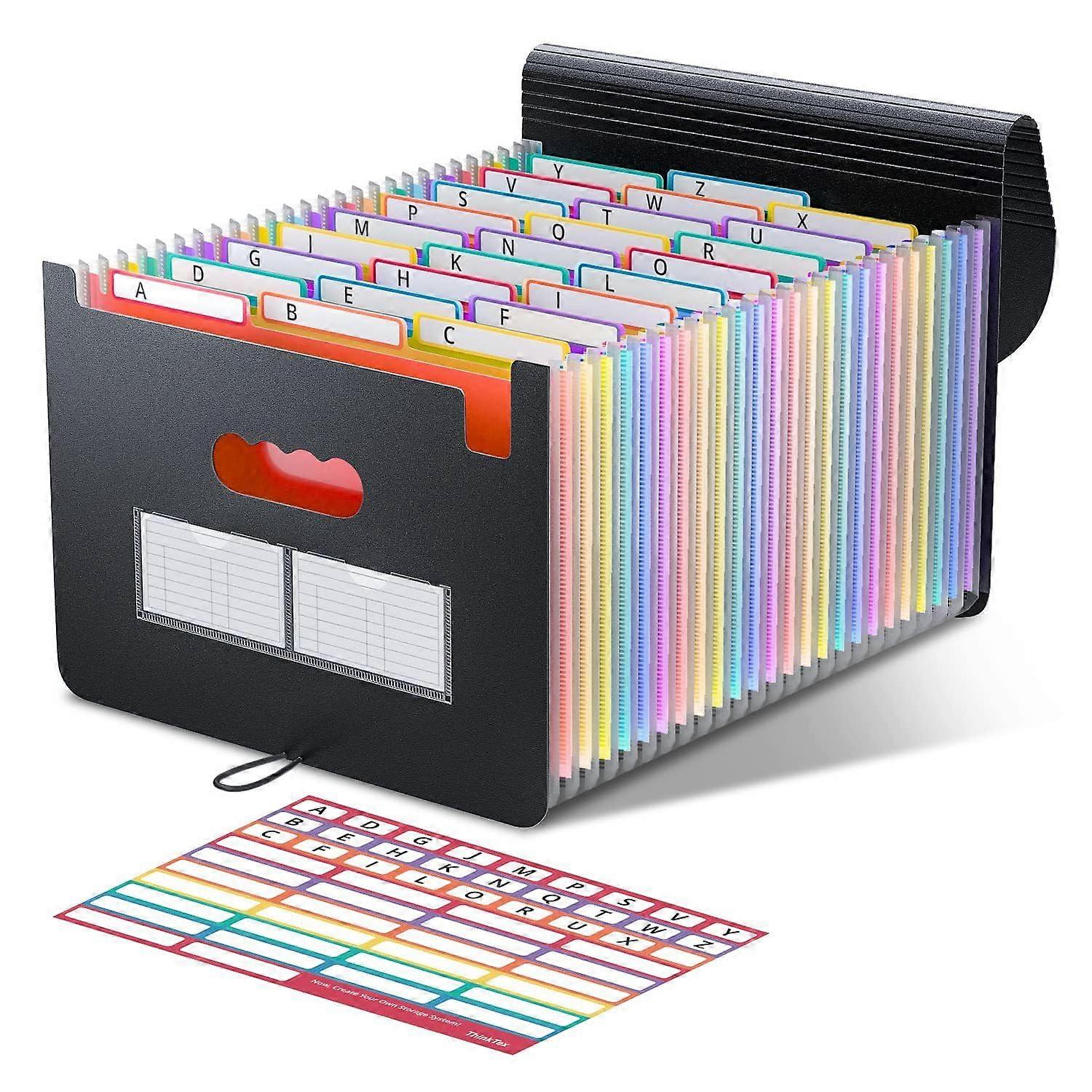 Expandable File Folder 26 Pocket Waterproof A4 Document Organizer with Lid and Alphabet Labels