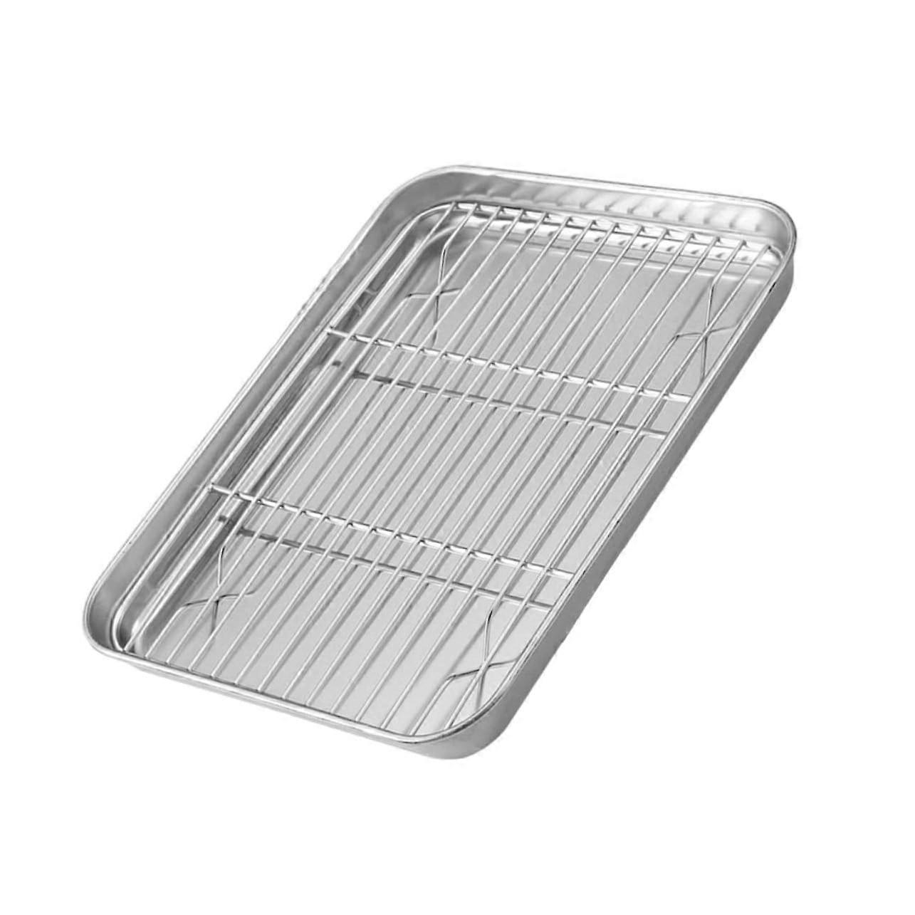 Stainless Steel Baking Tray with Cooling Rack, OvenSafe RustResistant Dishwasher Safe Pan