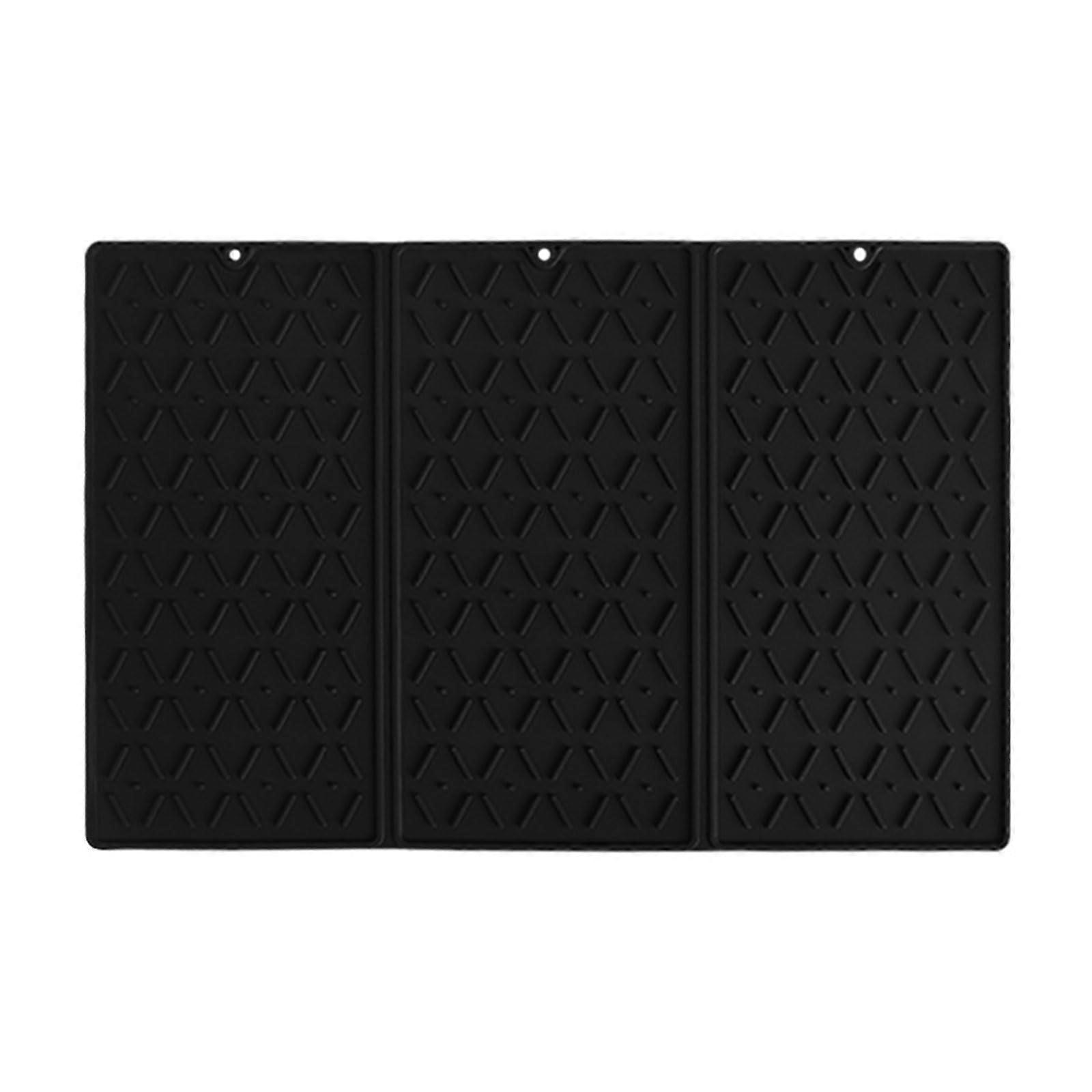 Silicone Dish Drying Mat Foldable Heat Resistant Non Slip Kitchen Counter Protector Black