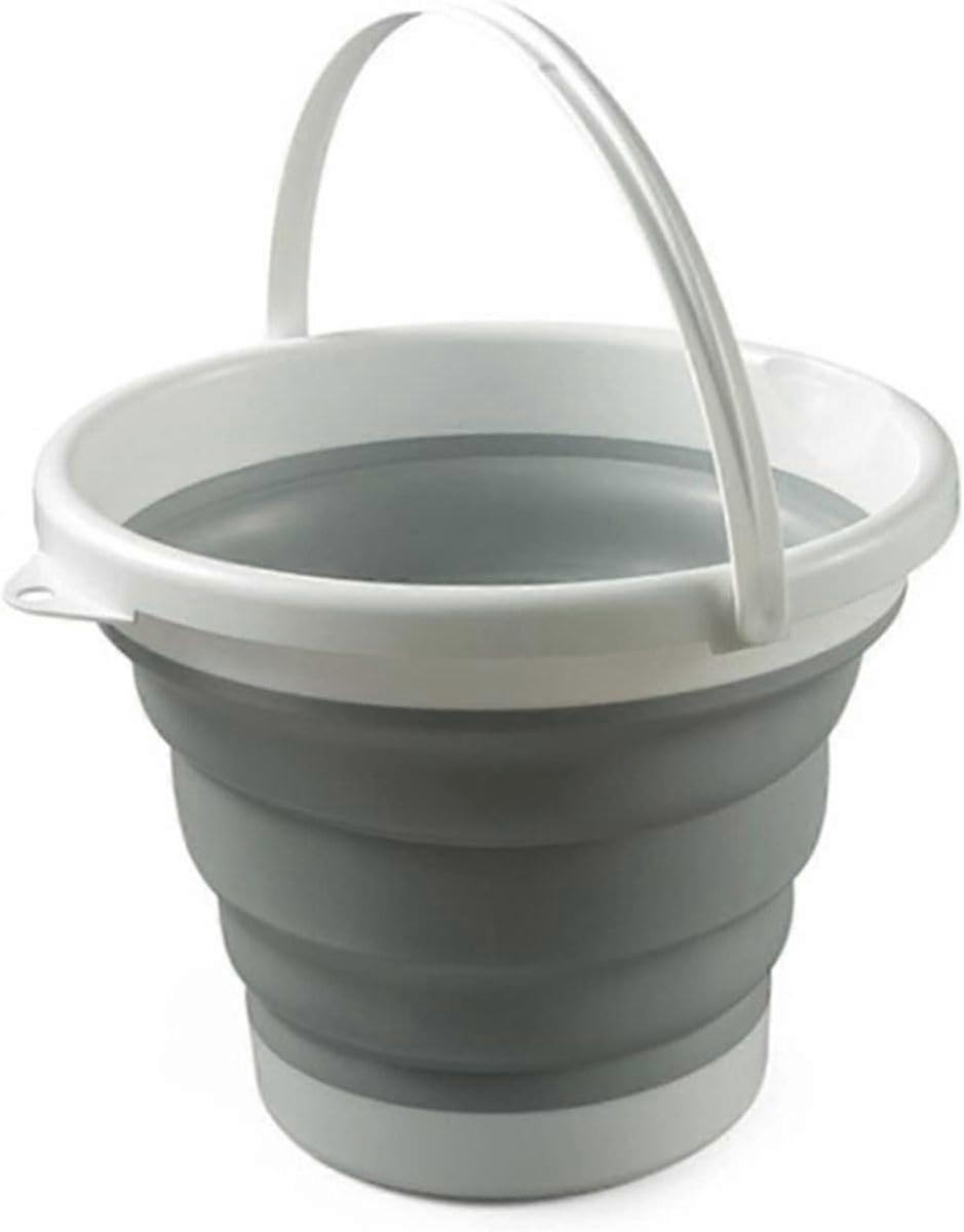 Collapsible Silicone Bucket 10L Grey, Foldable SpaceSaving Design with Durable Food