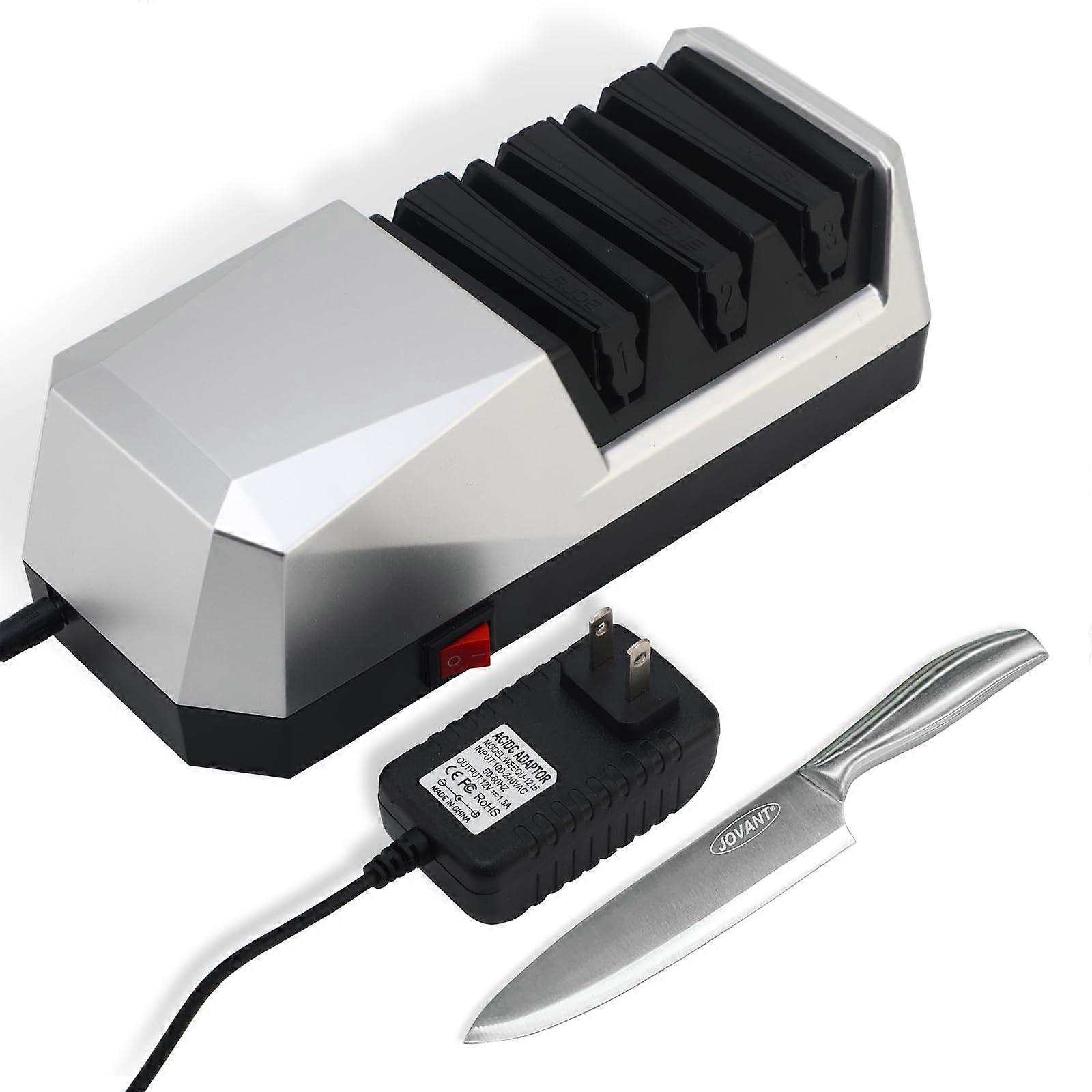 Electric Knife Sharpener with 3Stage Diamond Grinding and Precision Angle Guide for Metal and Ceramic Knives