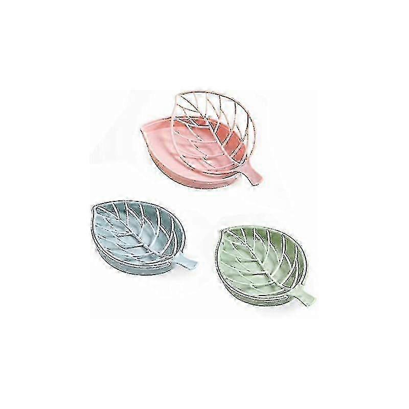 Leaf Shaped Soap Box, 3 Pieces Portable Plastic Soap Dish, Double Detachable Bathroom Soap Holder