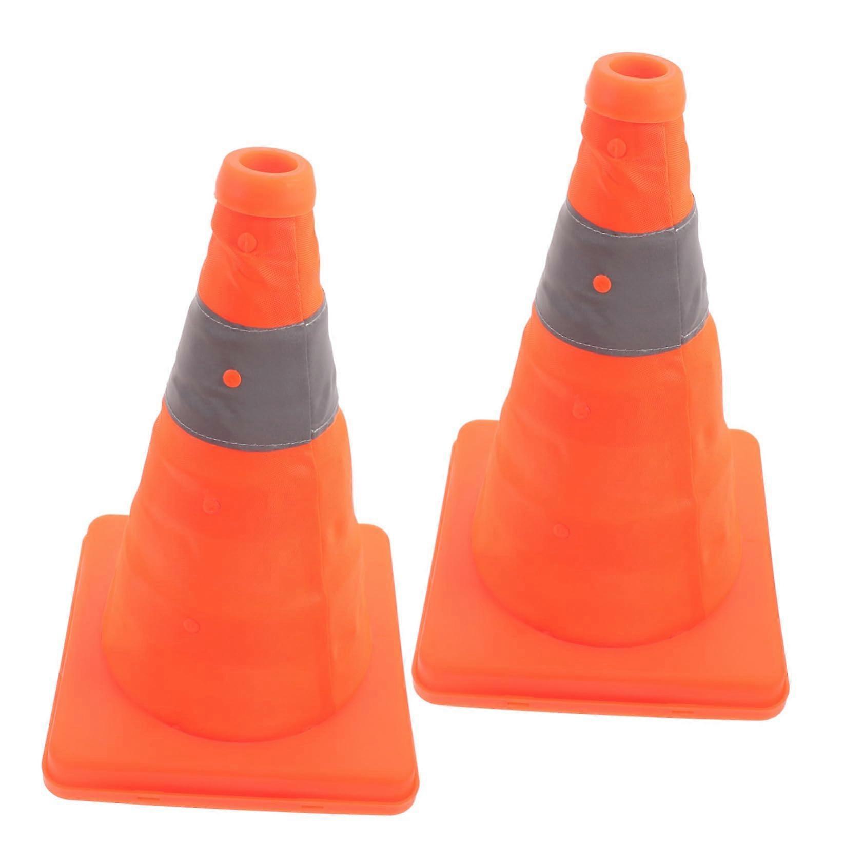 Reflective Traffic Cones 2pcs Collapsible Safety Cones with Reflective Collars for Roadside Emergency