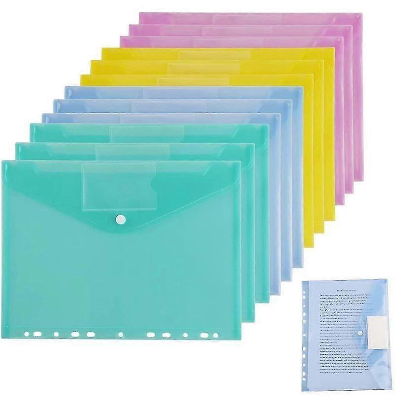 12 A4 Plastic Pocket, A4 Transparent Perforated Bags