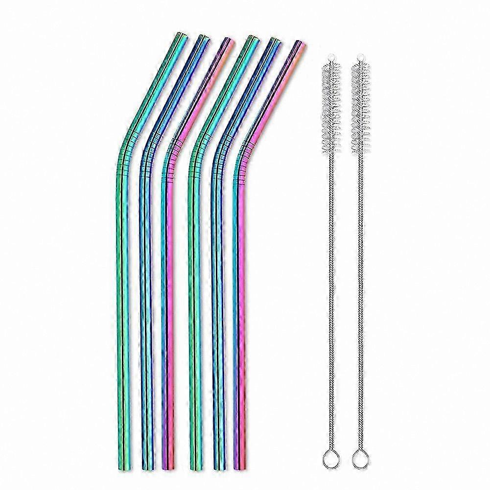 Paquete de 6 pajitas de acero inoxidable Stanley Tumbler con 2 cepillos de limpieza, reutilizables y ecológicas.
