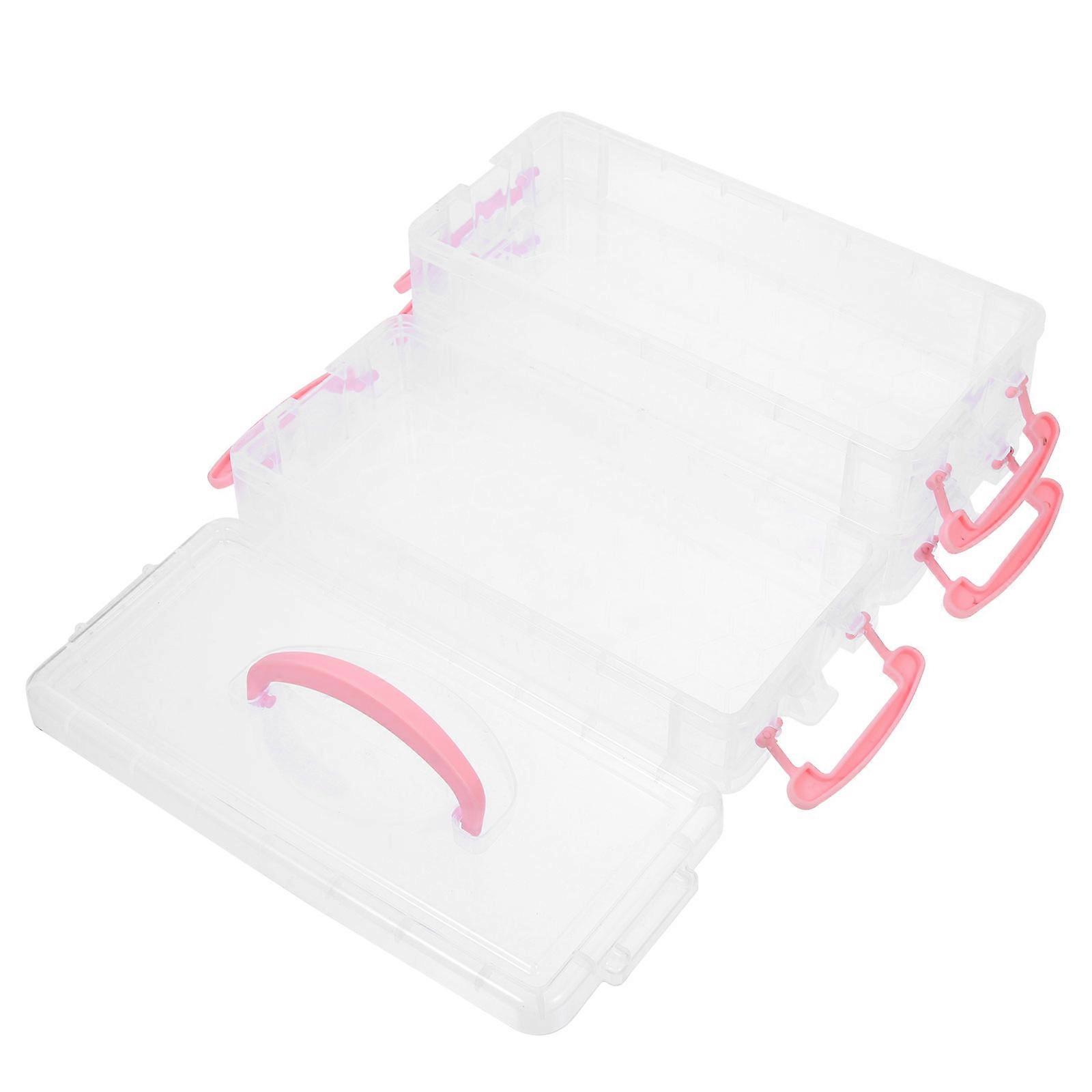 Pink Stackable Pencil Box for Storage Use with Detachable Pen Holder 4Sets