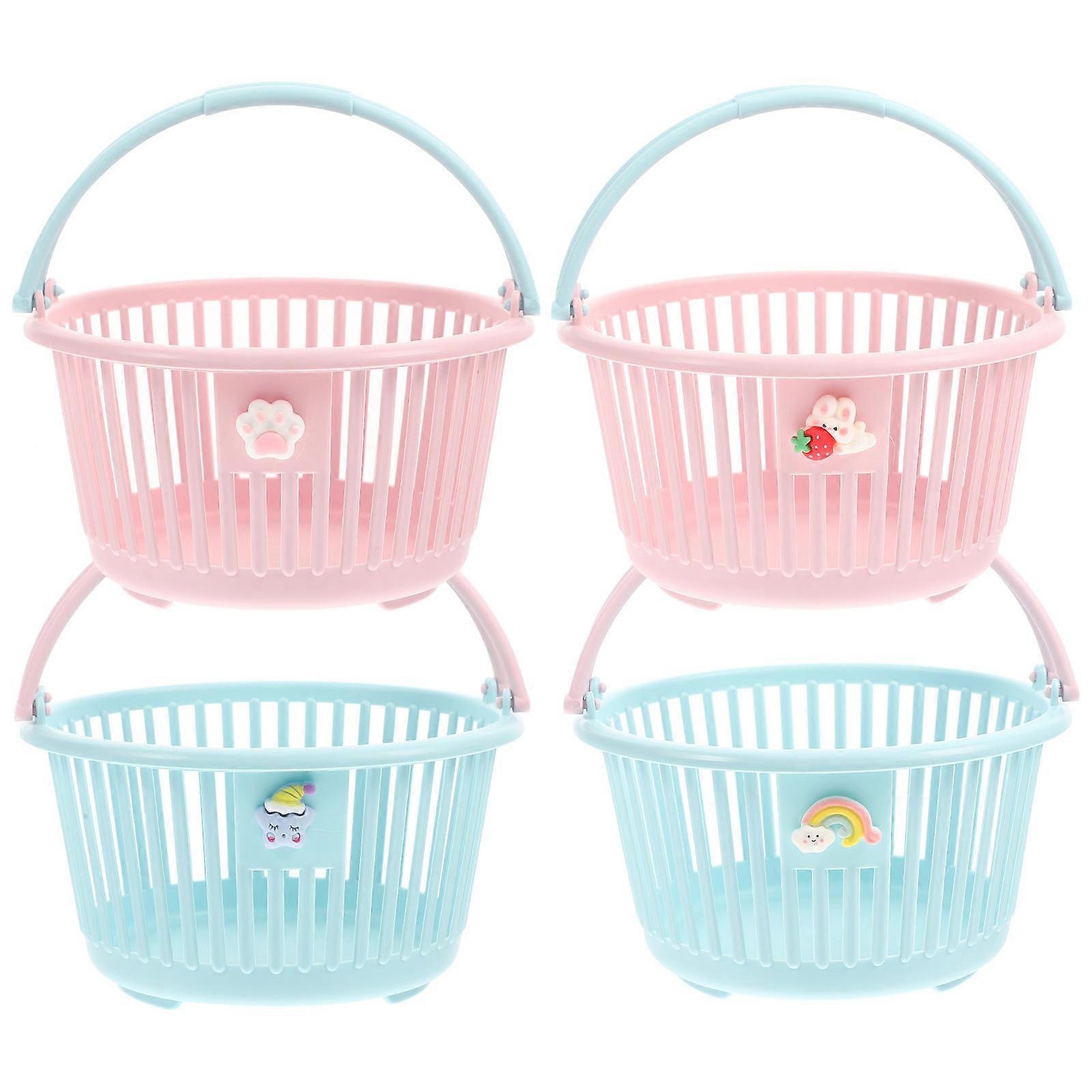 Storage Basket Cartoon Style with Handle for Storage 4Pcs Multipurpose