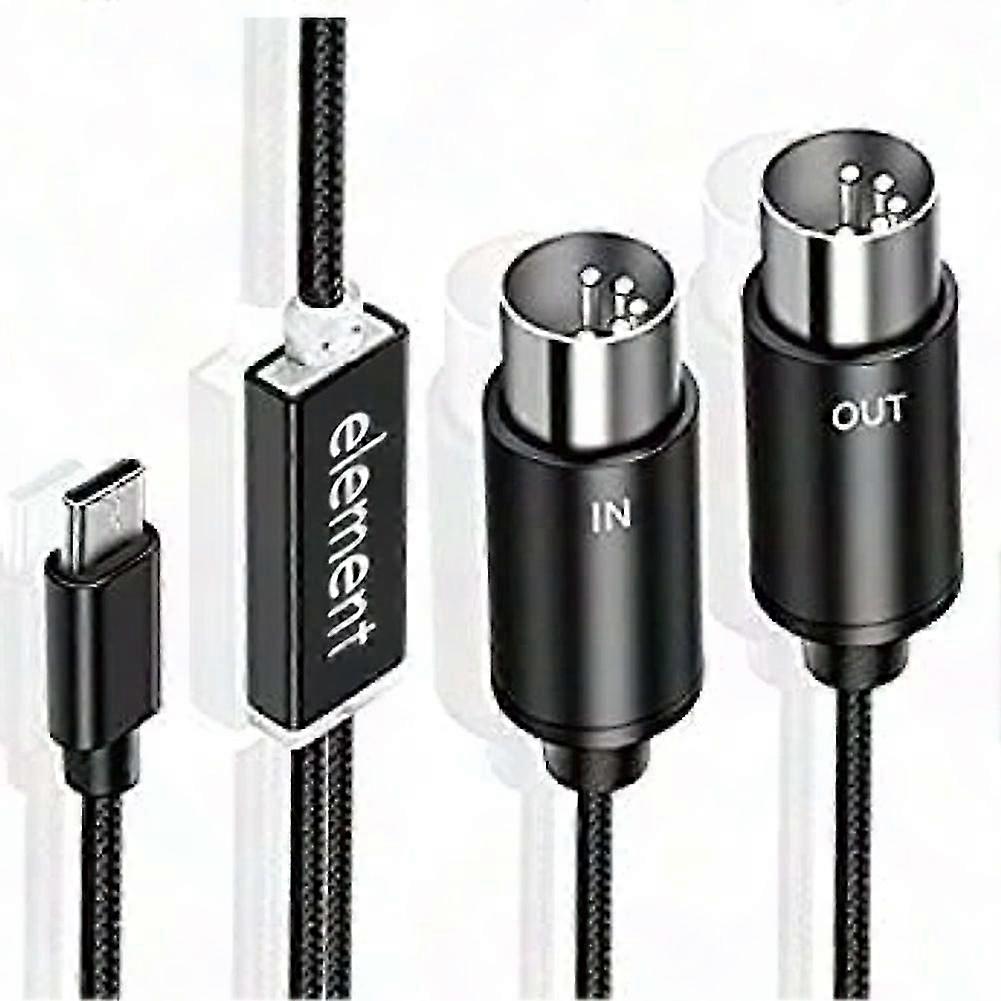 USB C MIDI Cable with Indicator Light for Electronic Keyboards and Computers