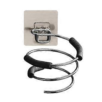 Wall Mounted Hair Dryer Holder for Home Stainless Steel Silver Storage Rack