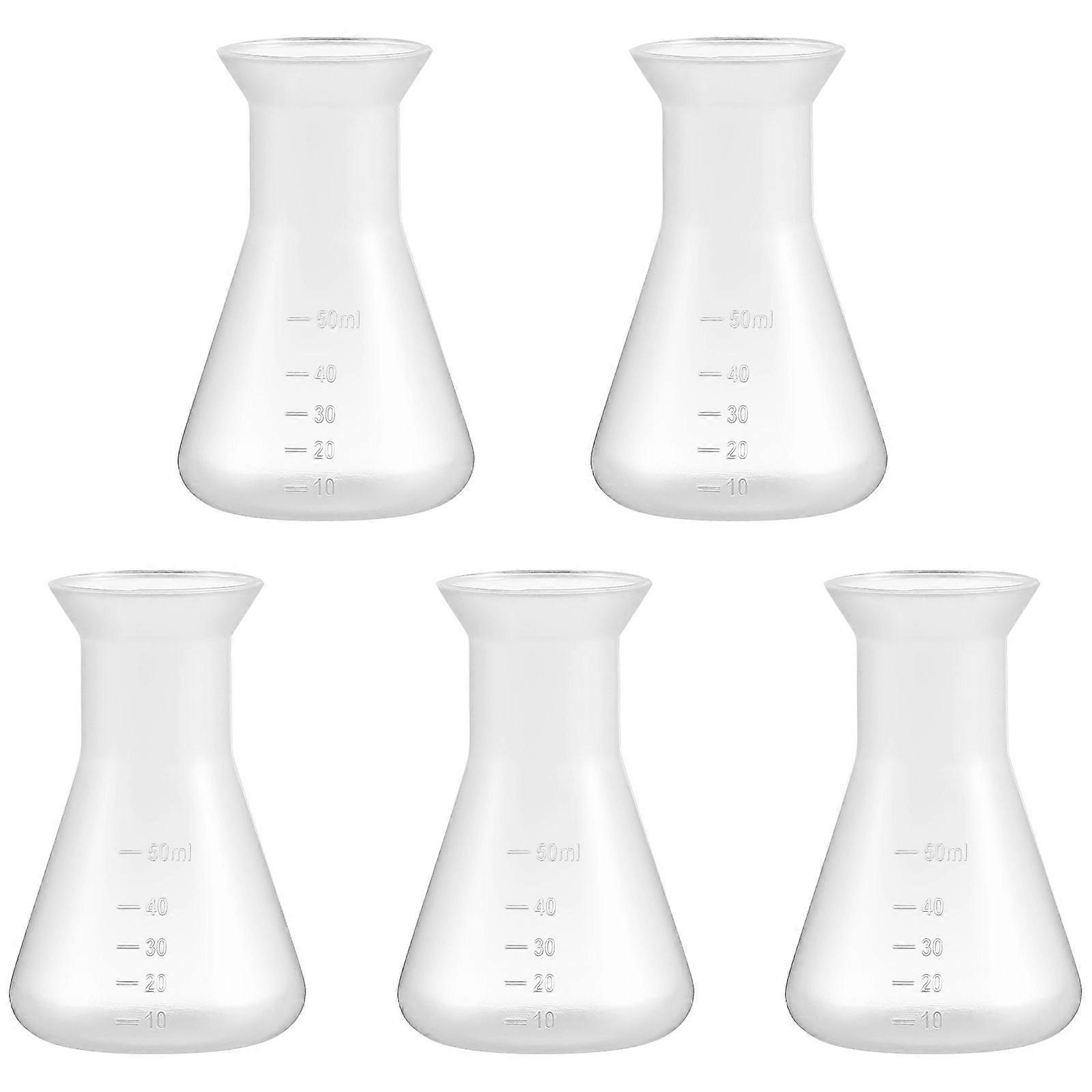 5 Pcs Plastic Beakers Erlenmeyer Flasks Conical Flasks Experiment Flasks Conical Bottles Laboratory Tools